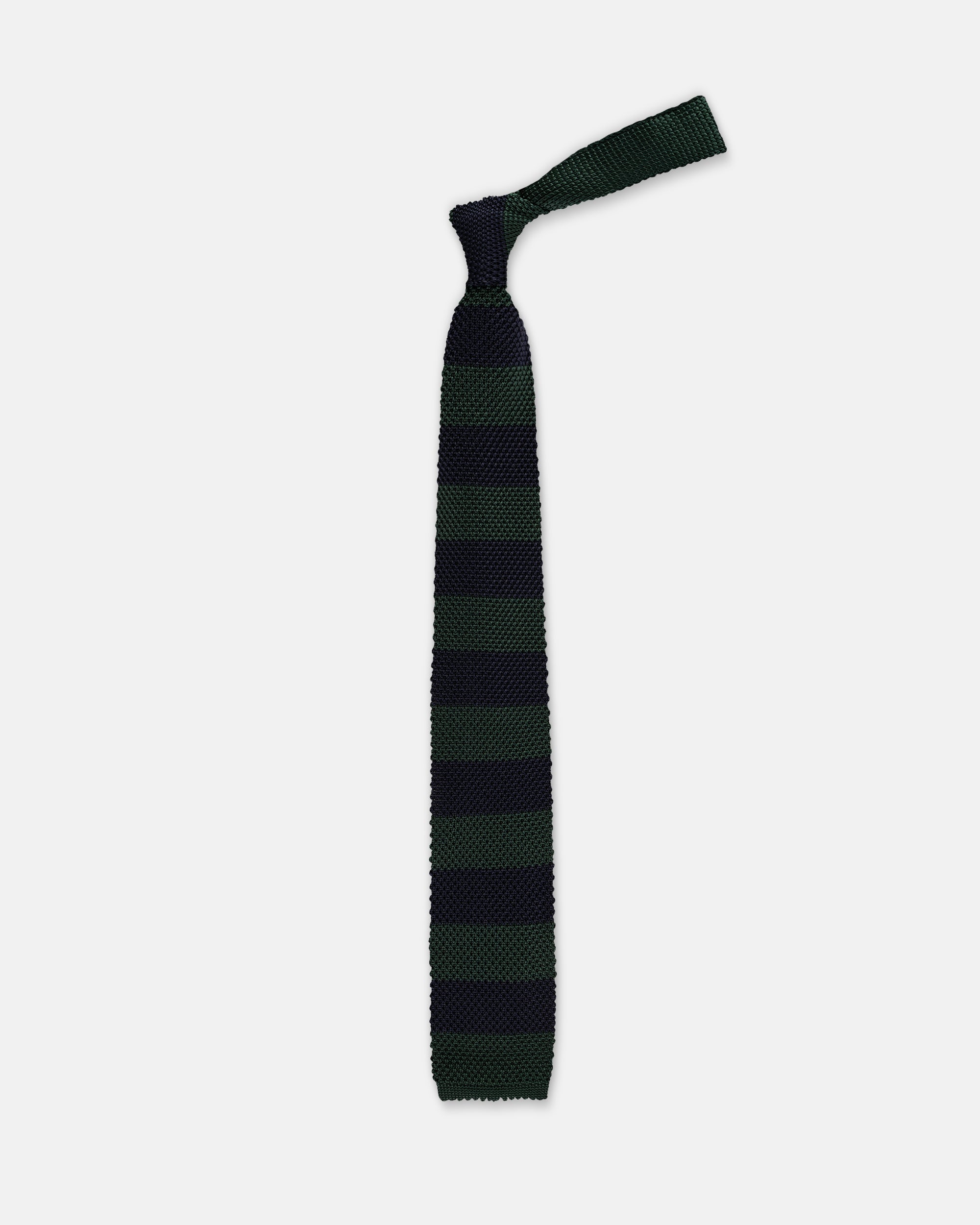 Made-in-Italy Navy & Green Guard Stripe Silk Knit Tie