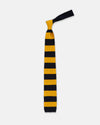 Made-in-Italy Navy & Yellow Guard Stripe Silk Knit Tie