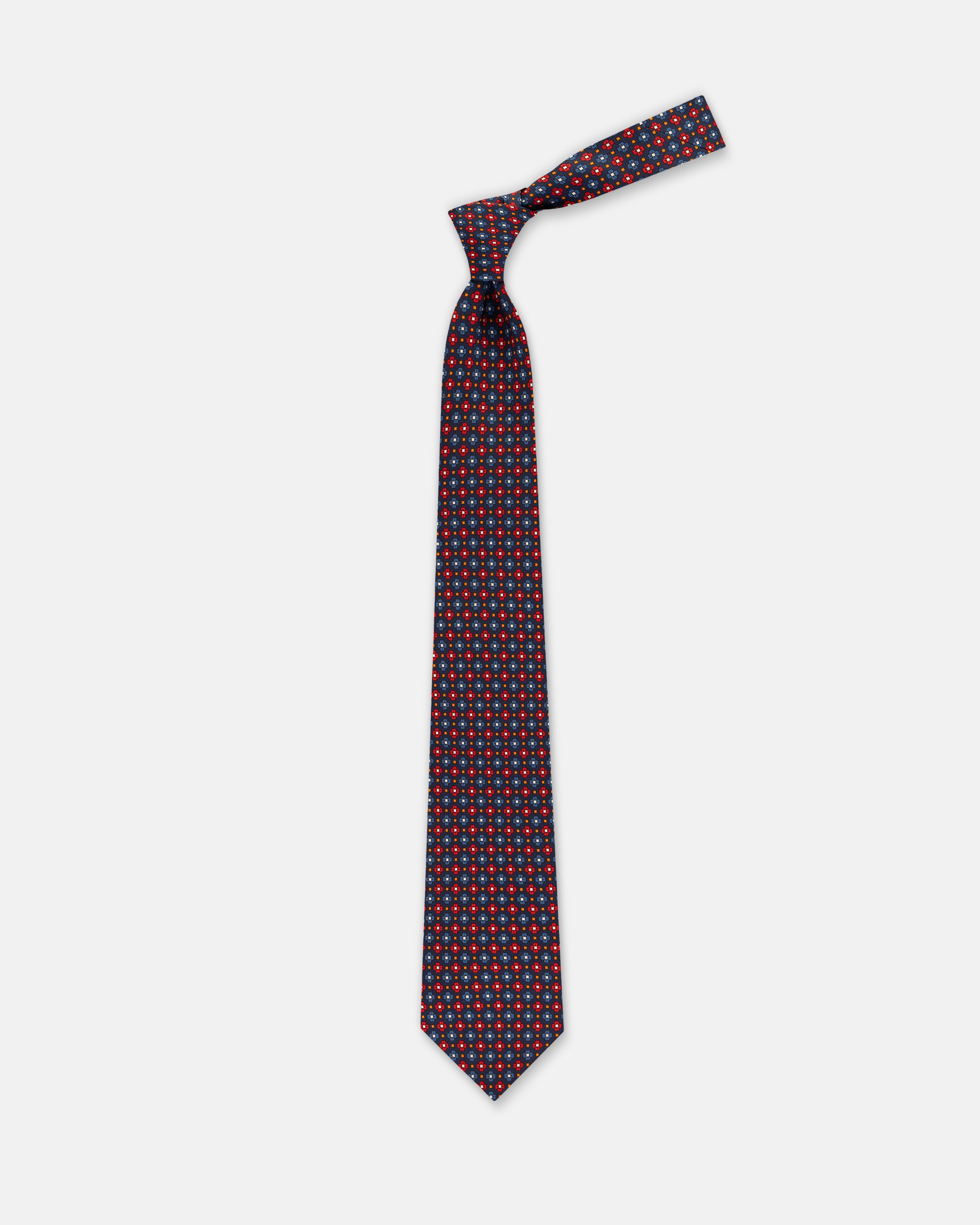 Made-in-UK Navy Small Foulard Print Tie