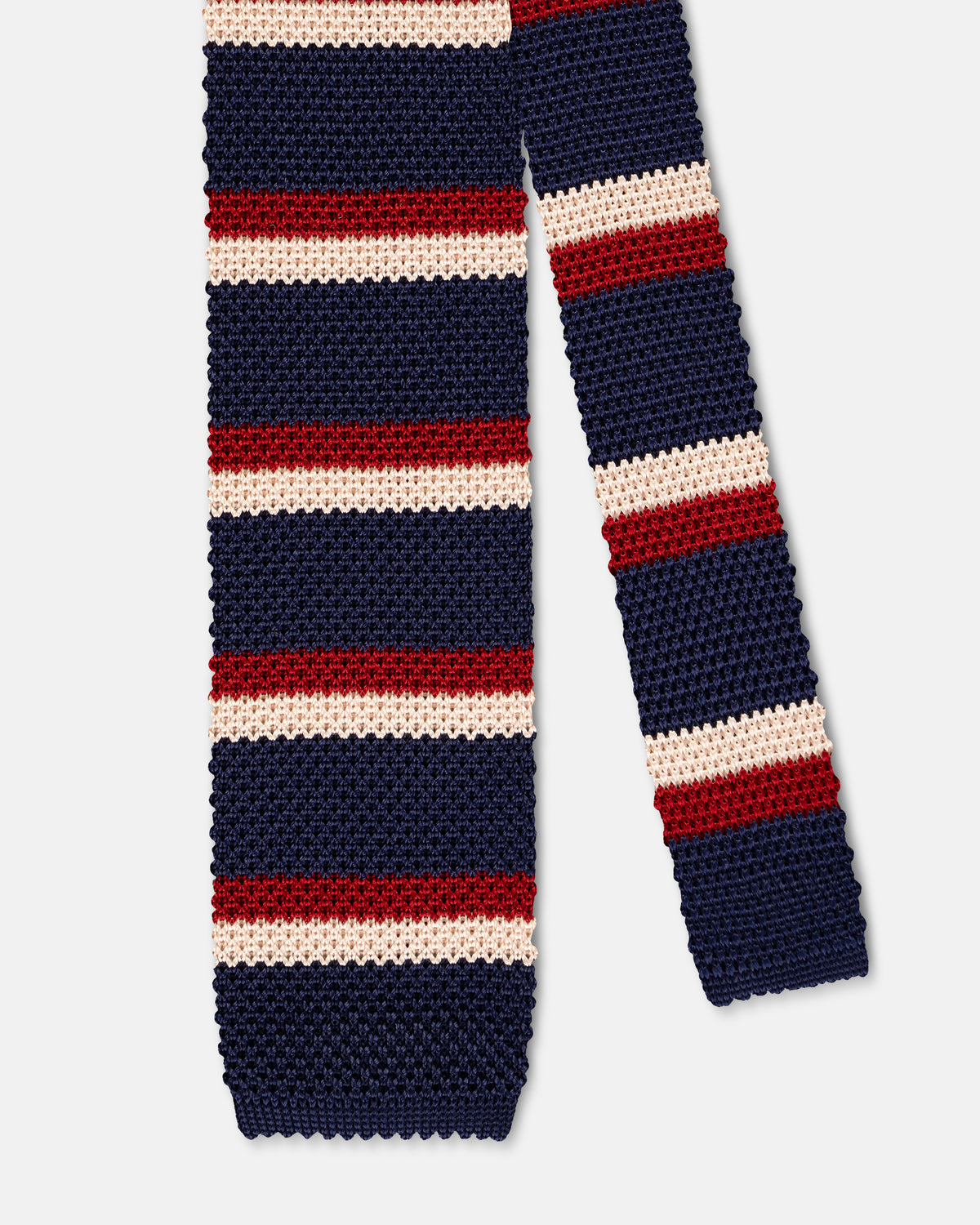Made-in-Italy Navy, Red, & White Regimental Stripe Silk Knit Tie