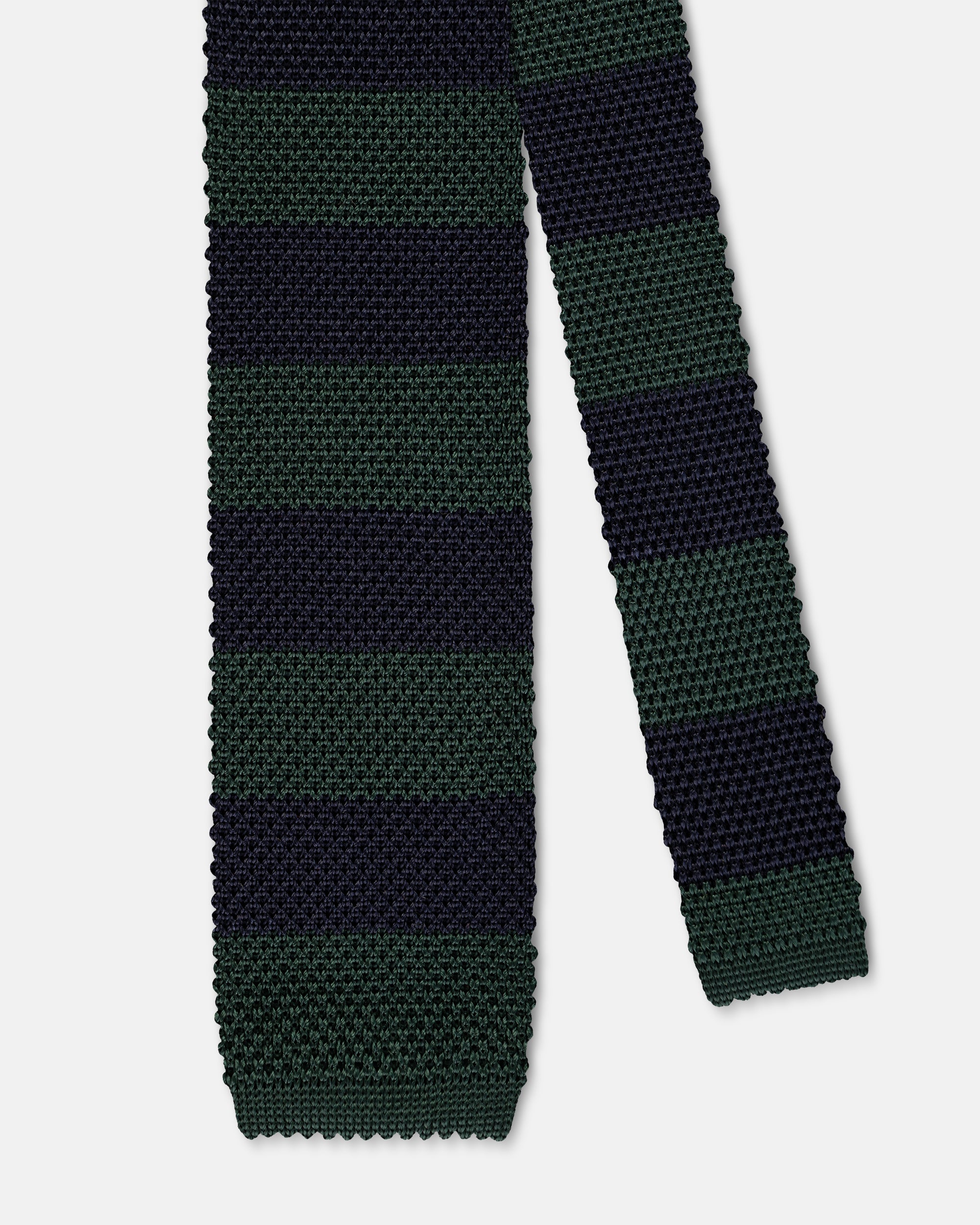 Made-in-Italy Navy & Green Guard Stripe Silk Knit Tie