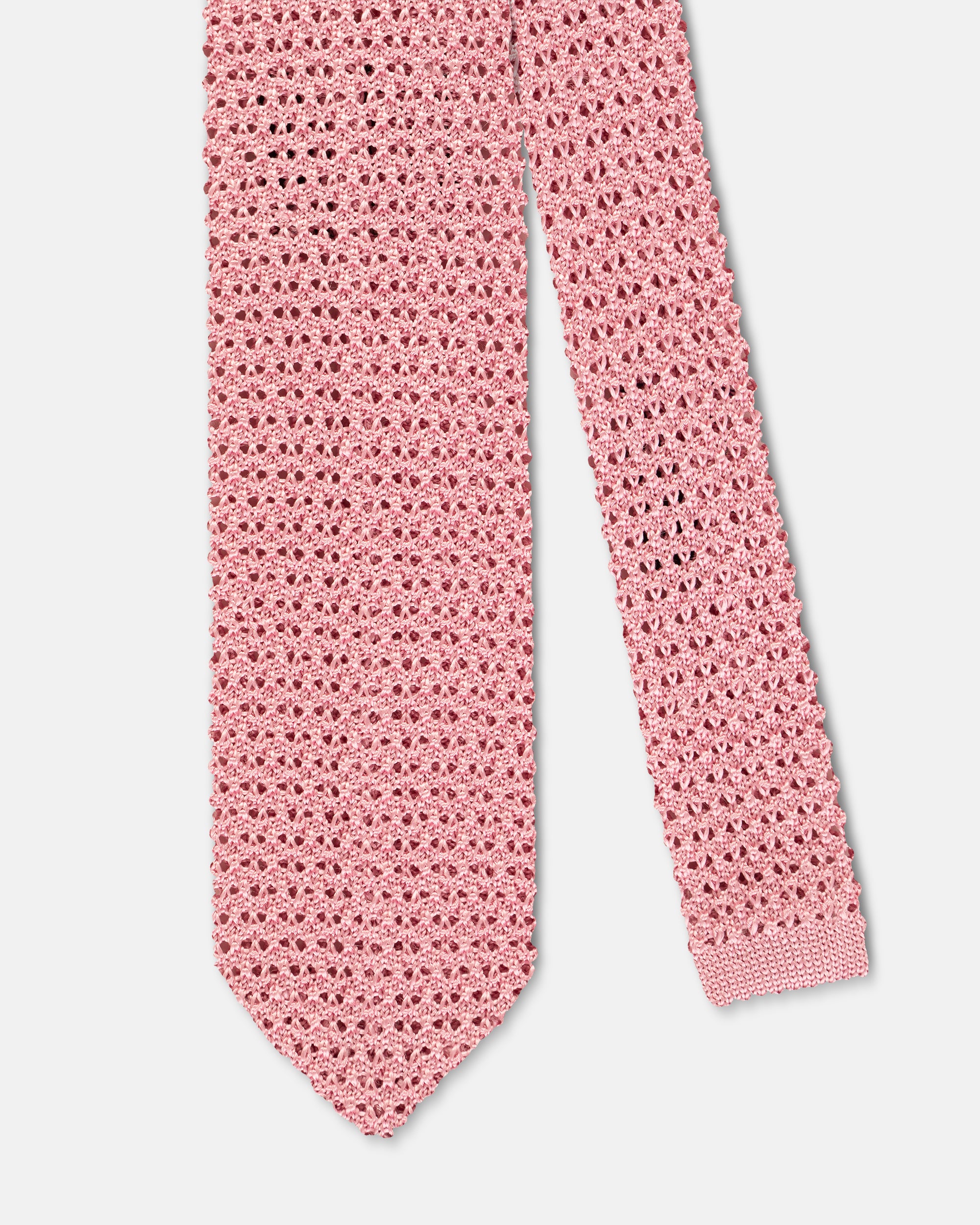 Made-in-Italy Pink Pointed End Silk Knit Tie