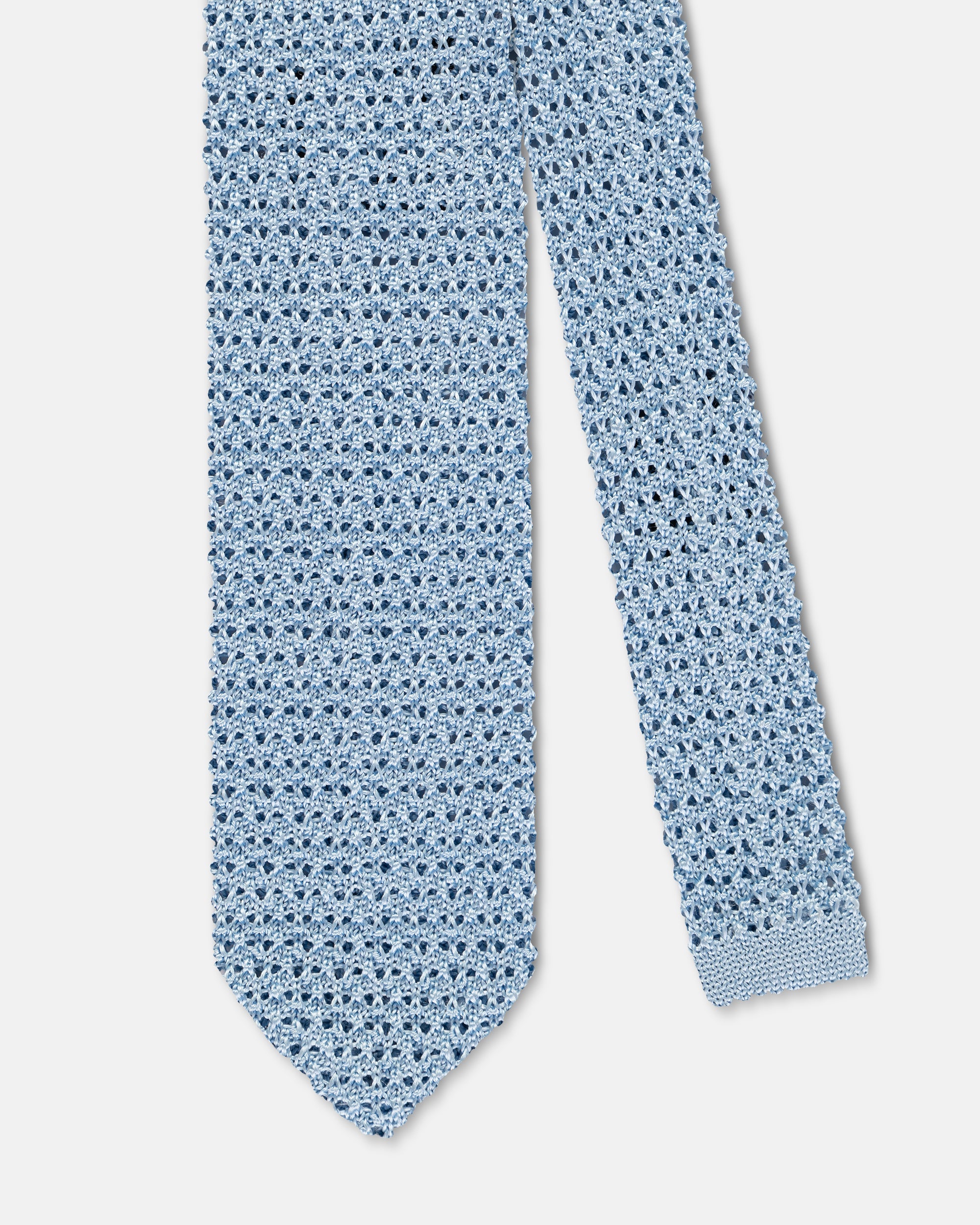 Made-in-Italy Light Blue Pointed End Silk Knit Tie