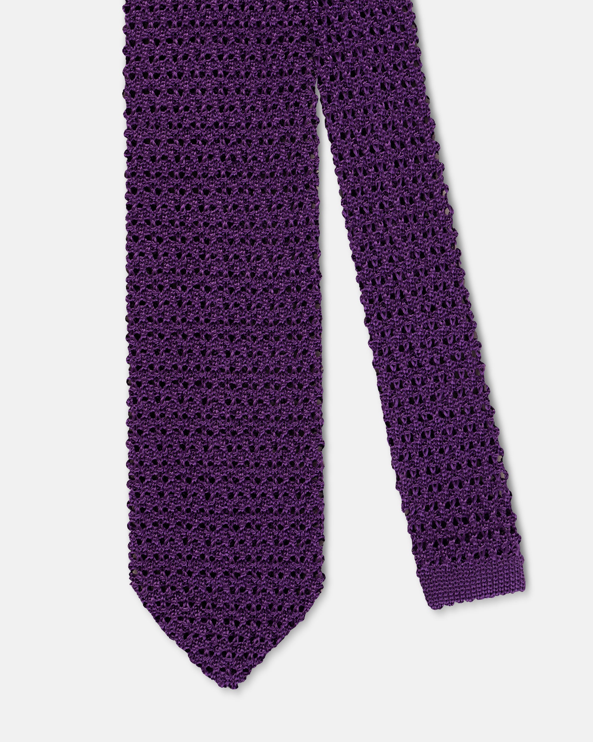 Made-in-Italy Purple Pointed End Silk Knit Tie