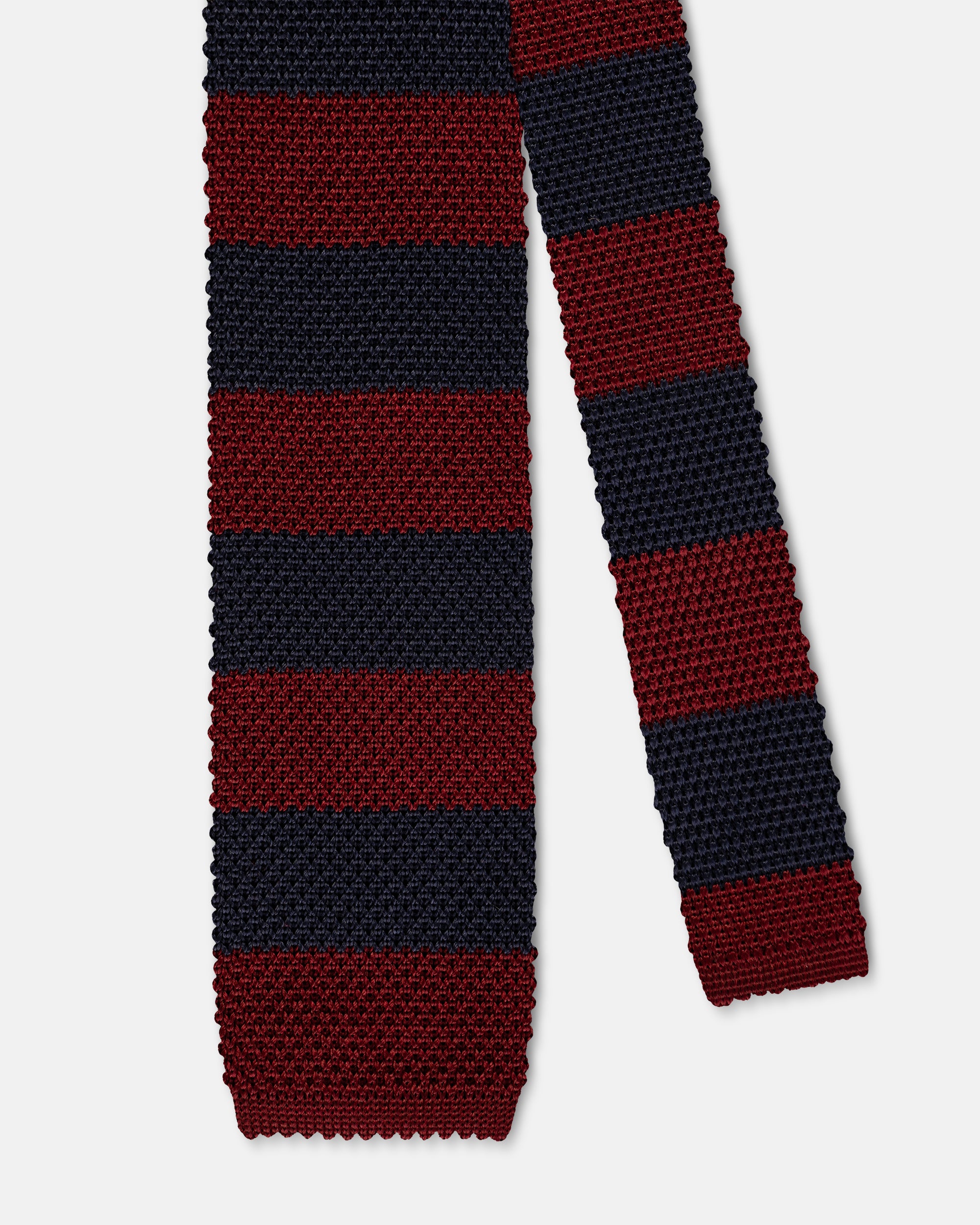 Made-in-Italy Navy & Burgundy Guard Stripe Silk Knit Tie