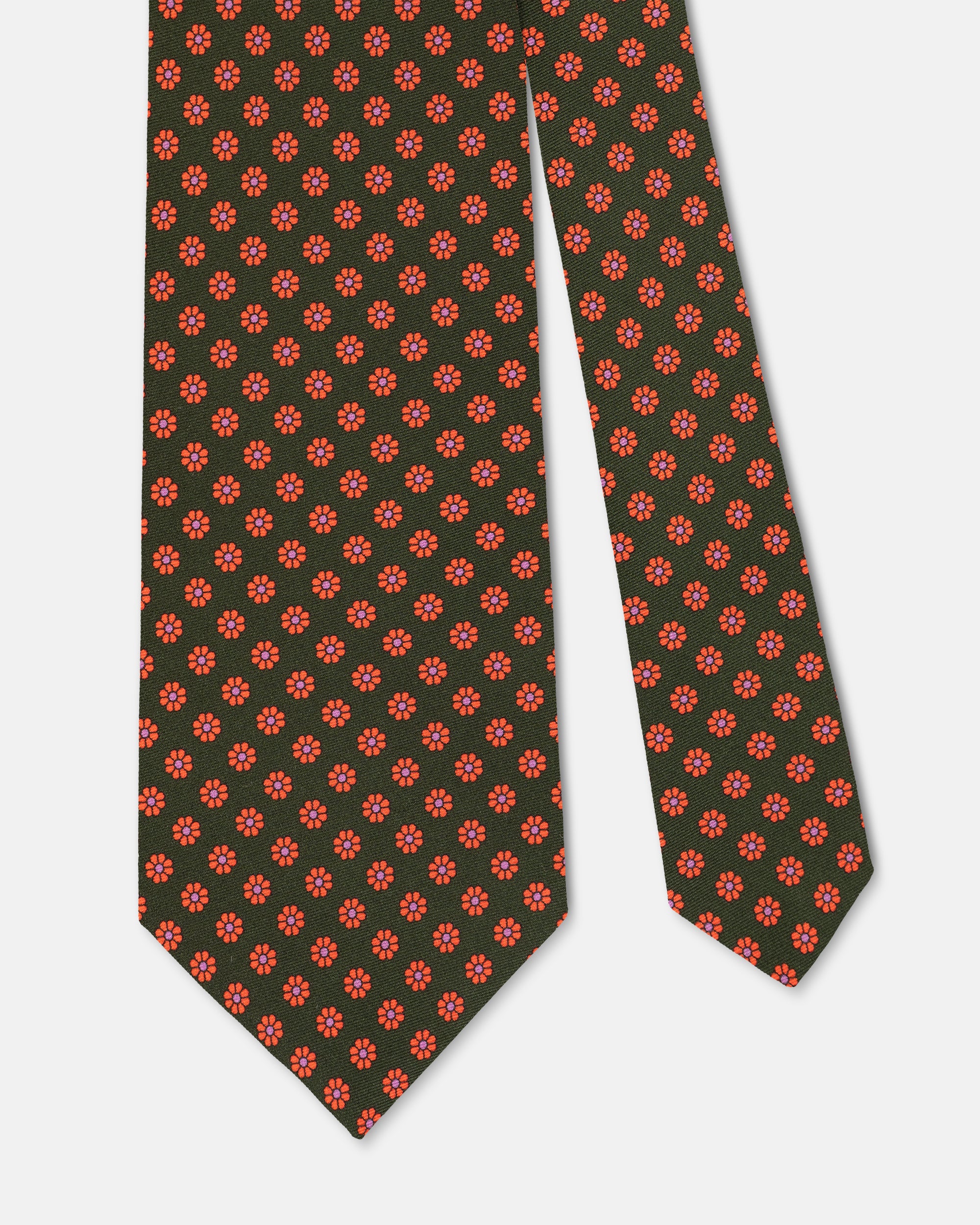 Made-in-UK Green Foulard Print Tie