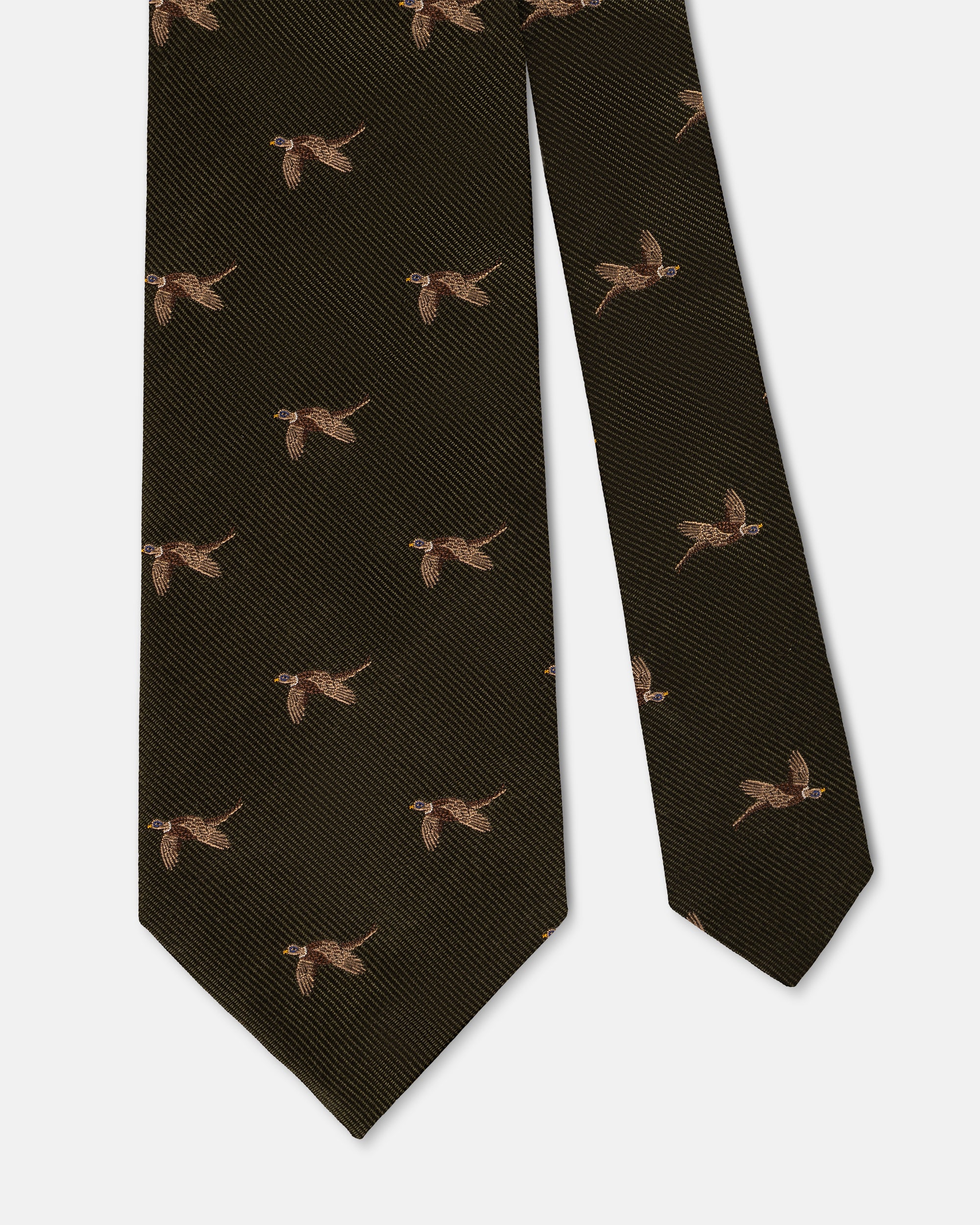 Made-in-UK Green Flying Pheasant Club Tie