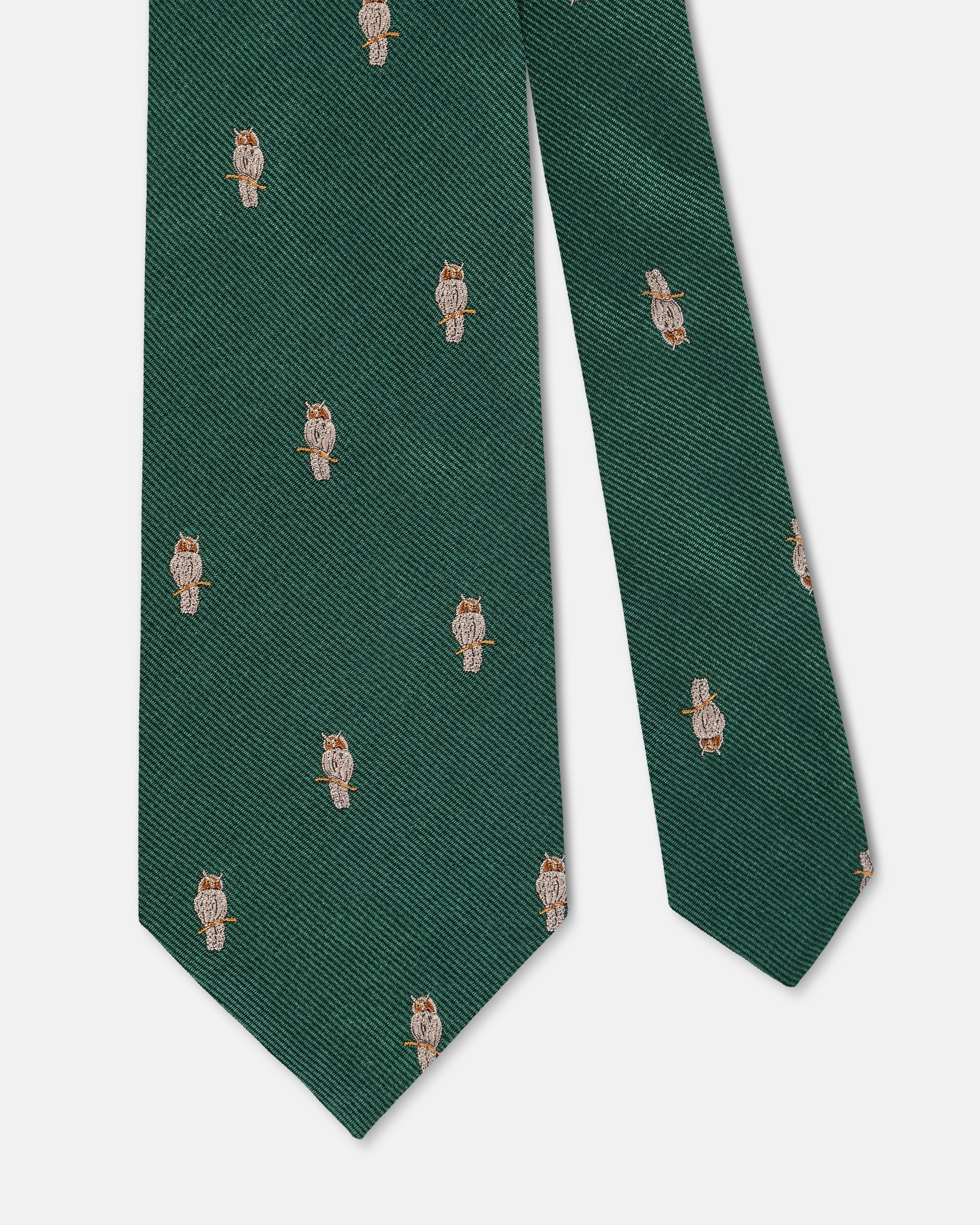 Made-in-UK Dark Green Owl Club Tie
