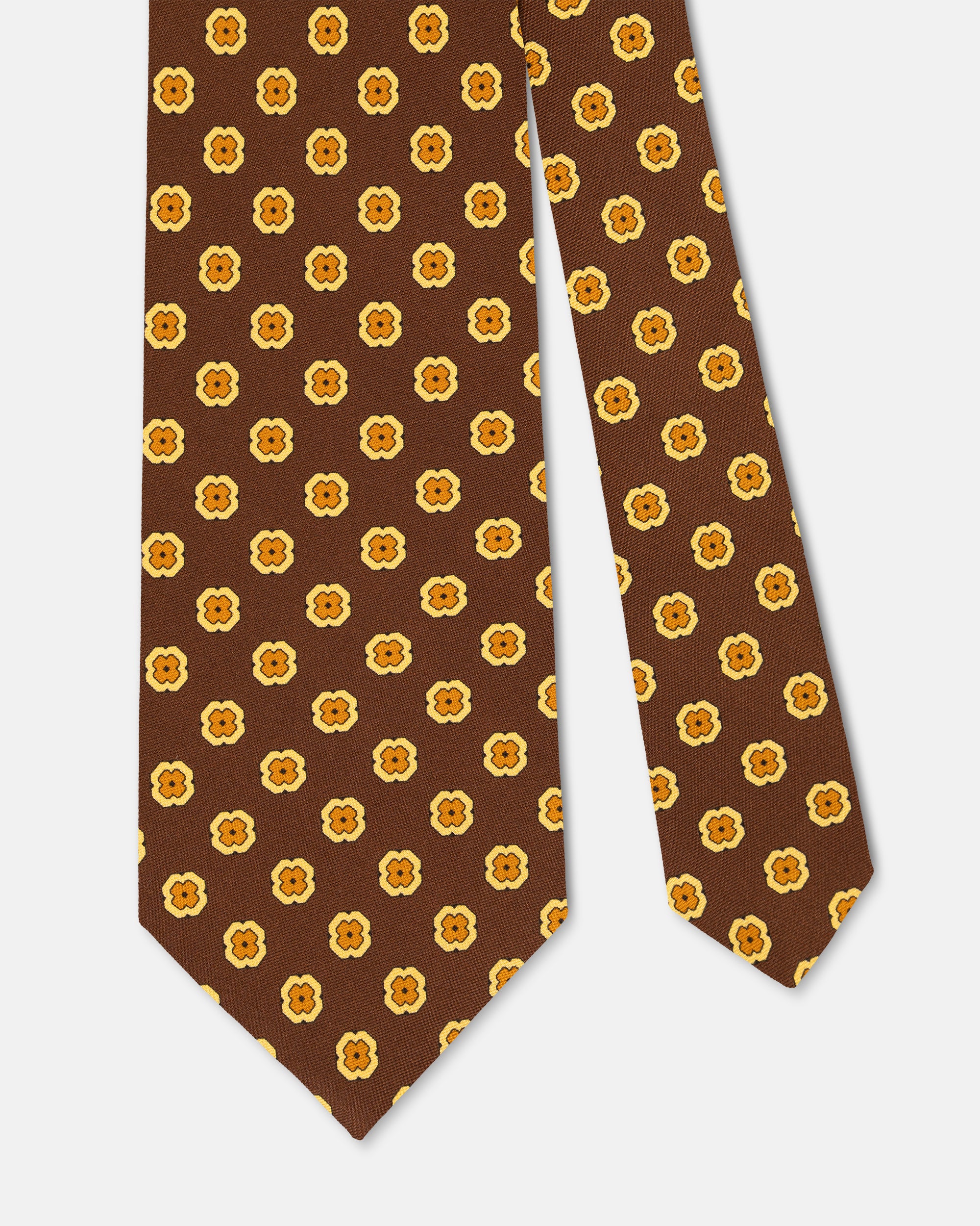 Made-in-UK Brown Medallion Print Tie