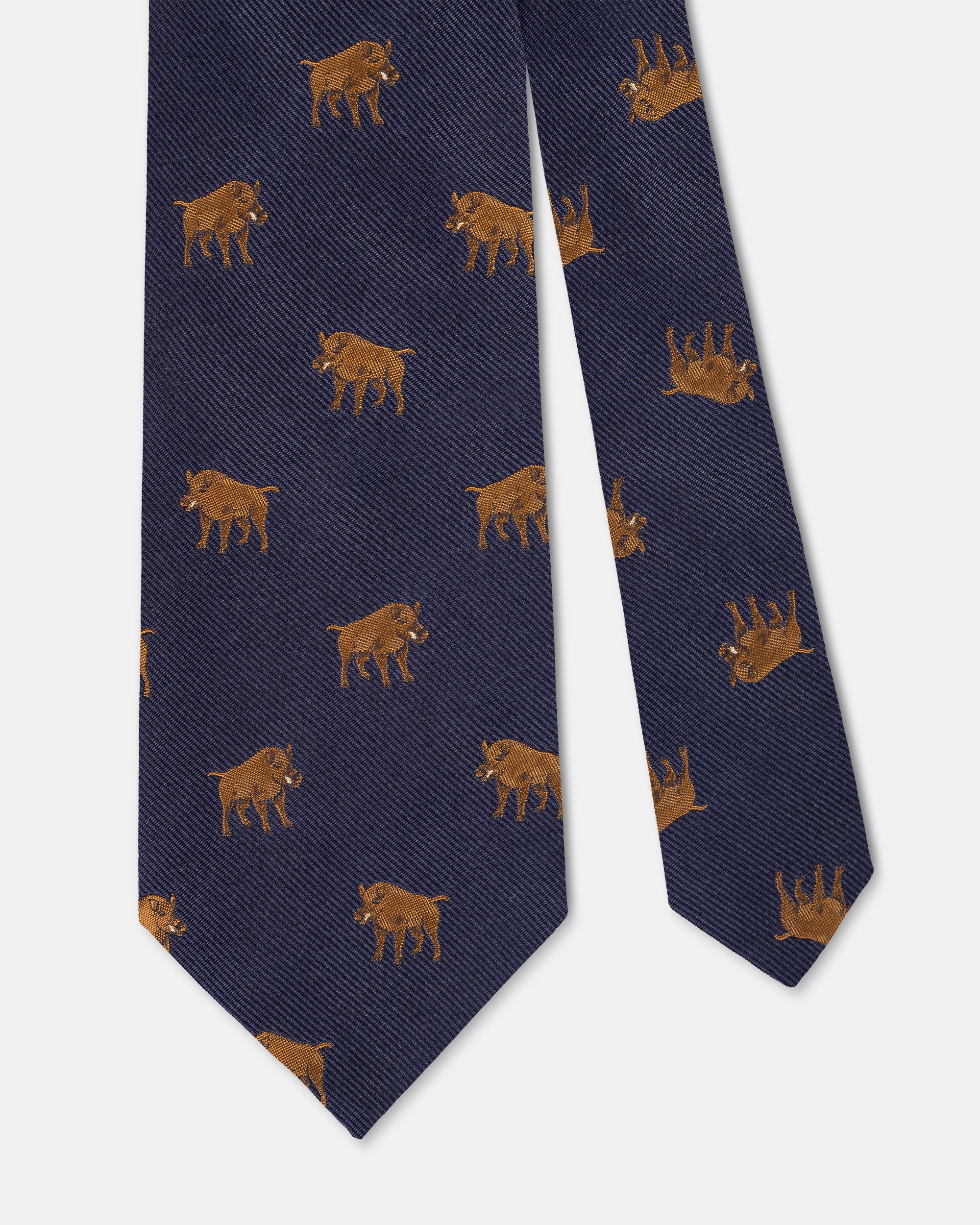 Made-in-UK Navy Boar Club Tie