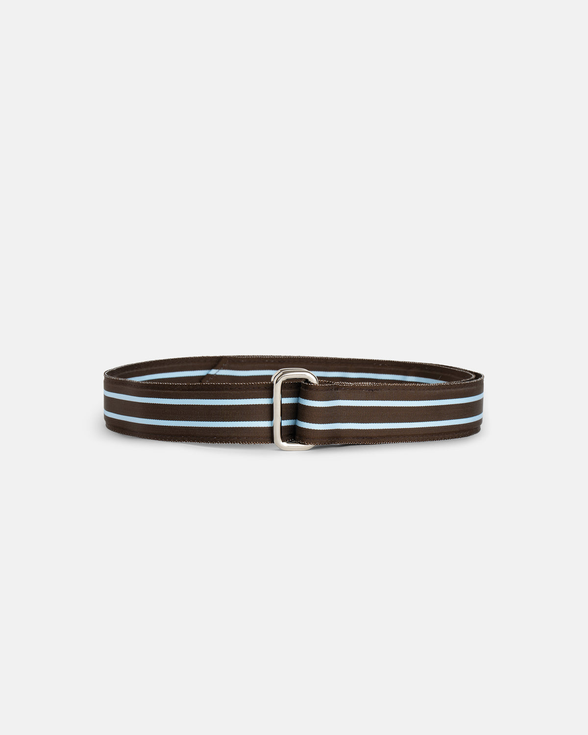 Made-in-USA Brown & Light Blue Grosgrain Ribbon Belt