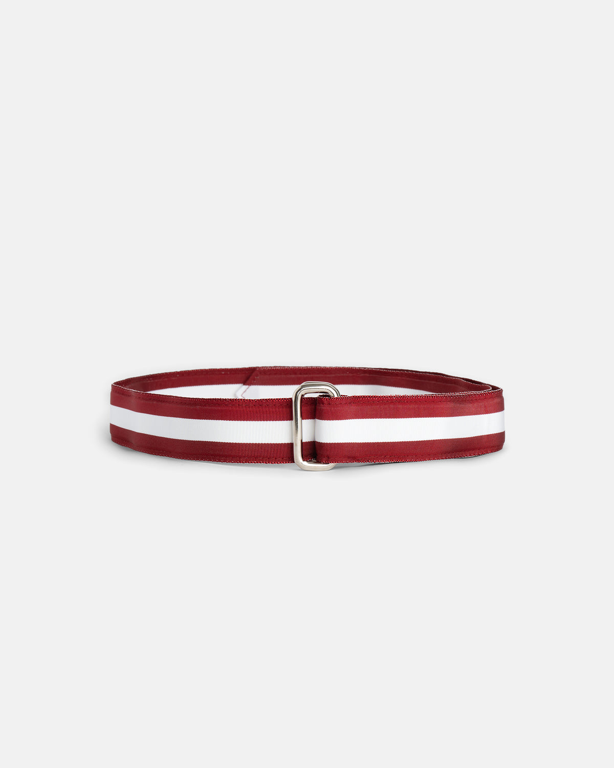 Made-in-USA Burgundy & White Striped Grosgrain Ribbon Belt