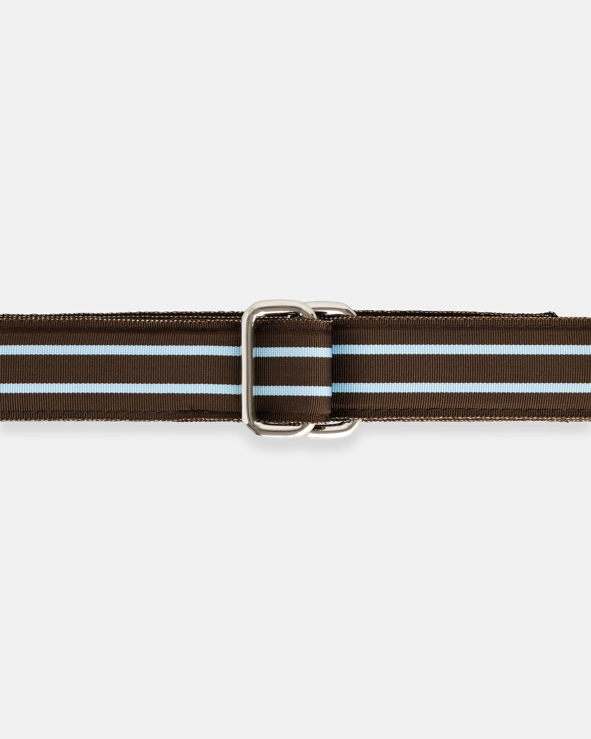 Made-in-USA Brown & Light Blue Grosgrain Ribbon Belt