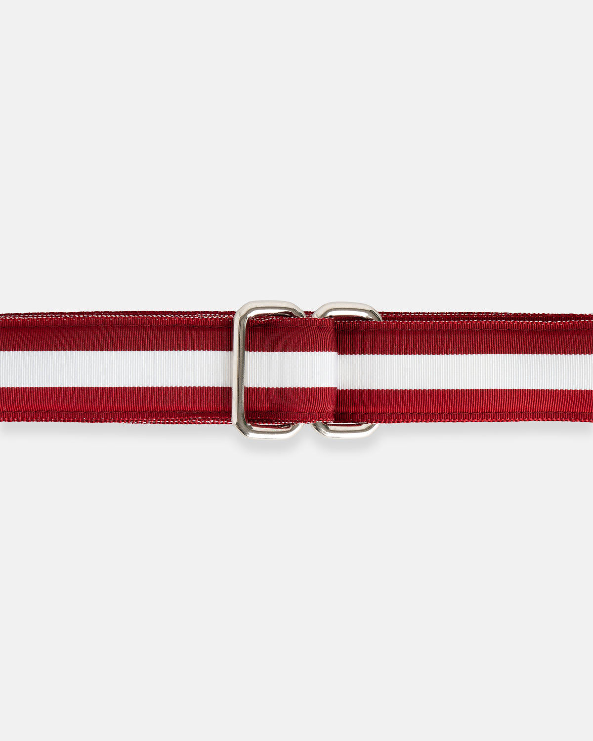 Made-in-USA Burgundy & White Striped Grosgrain Ribbon Belt