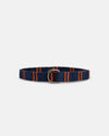 Navy with Orange Regimental Stripe D-Ring Belt