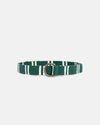 Dark Green with Cream Regimental Stripe D-Ring Belt