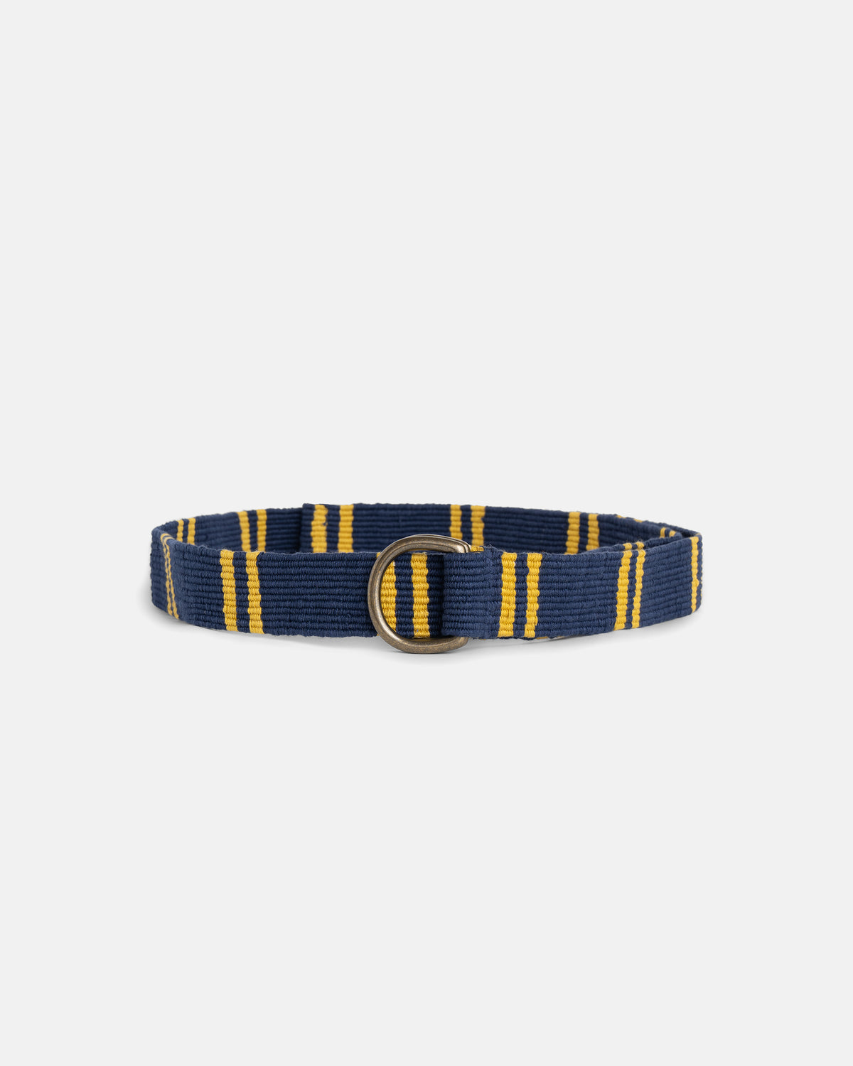 Navy with Gold Regimental Stripe D-Ring Belt