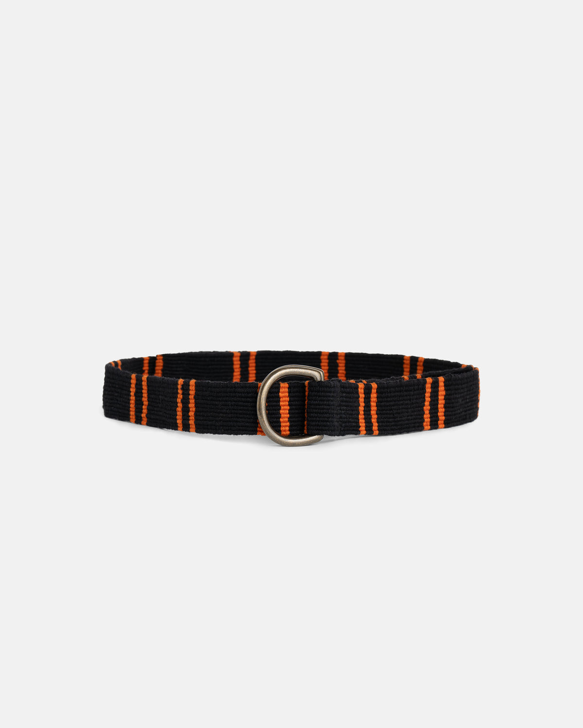 Black with Orange Regimental Stripe D-Ring Belt