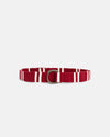 Crimson with Cream Regimental Stripe D-Ring Belt