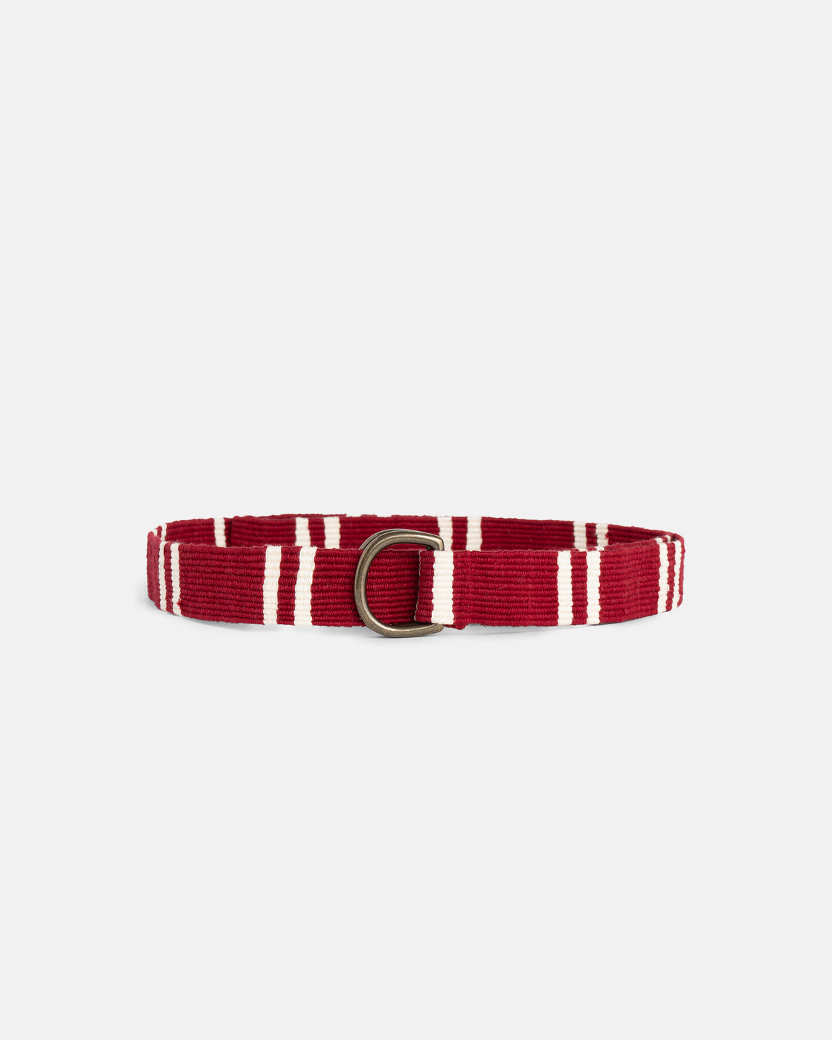 Crimson with Cream Regimental Stripe D-Ring Belt