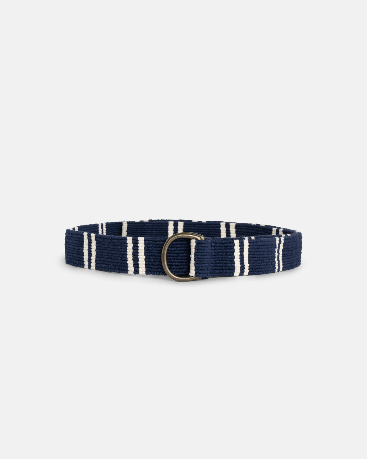 Navy with Cream Regimental Stripe D-Ring Belt
