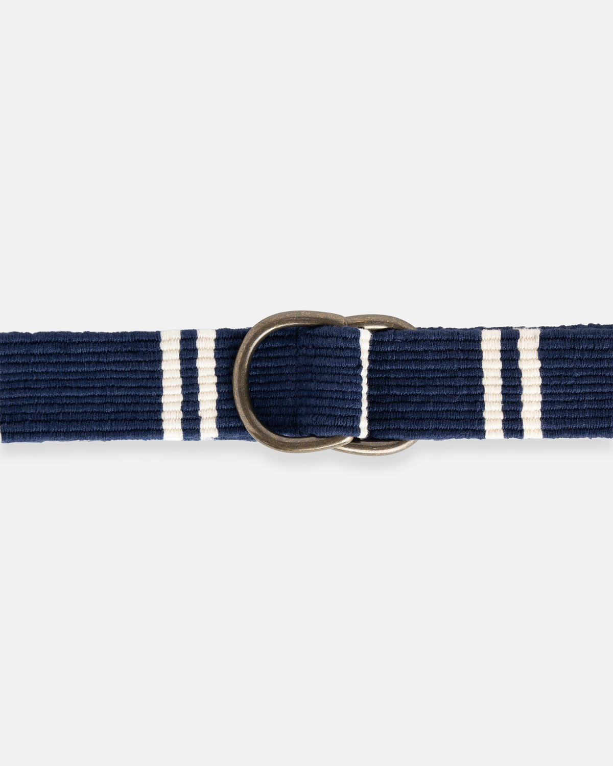 Navy with Cream Regimental Stripe D-Ring Belt