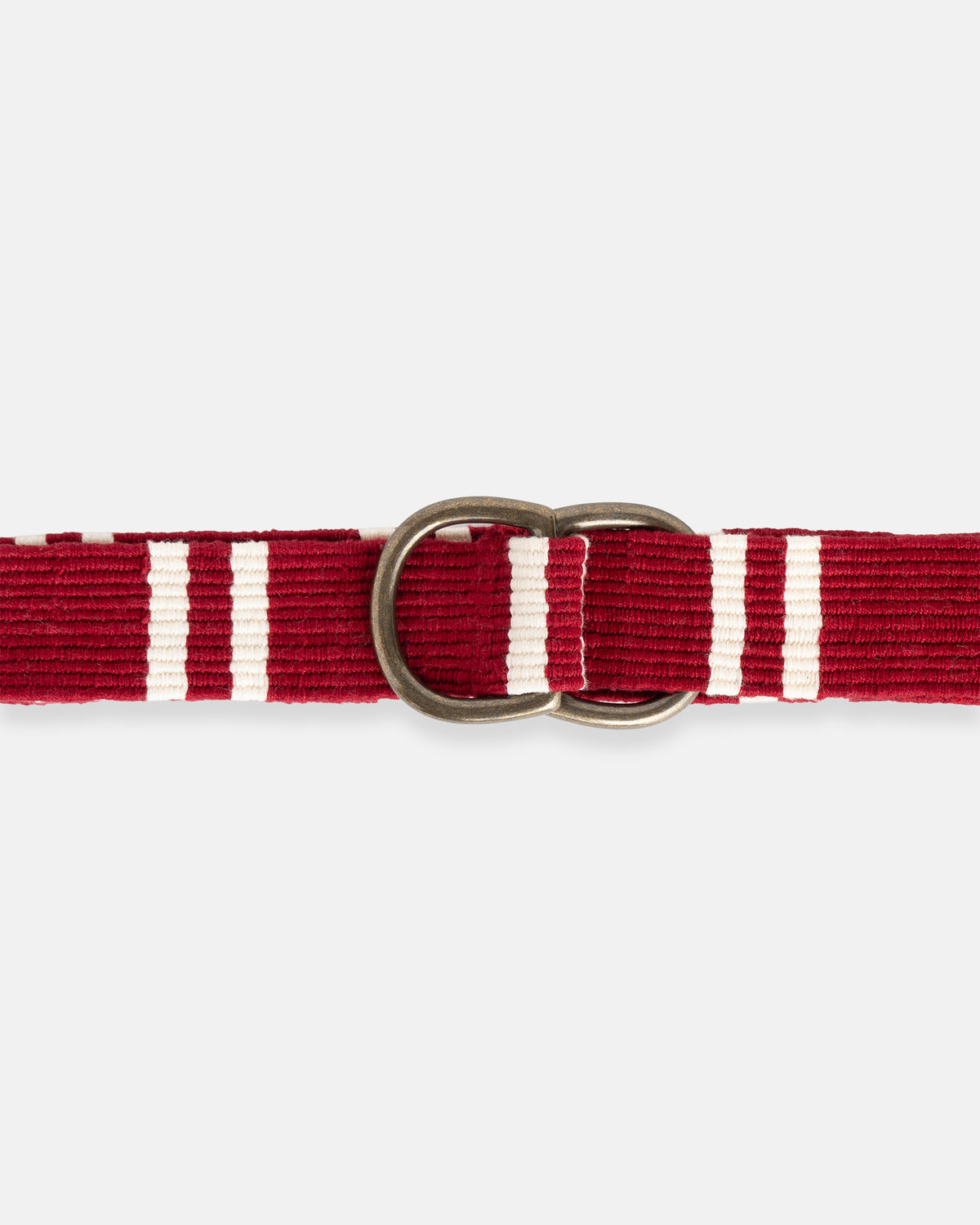 Crimson with Cream Regimental Stripe D-Ring Belt