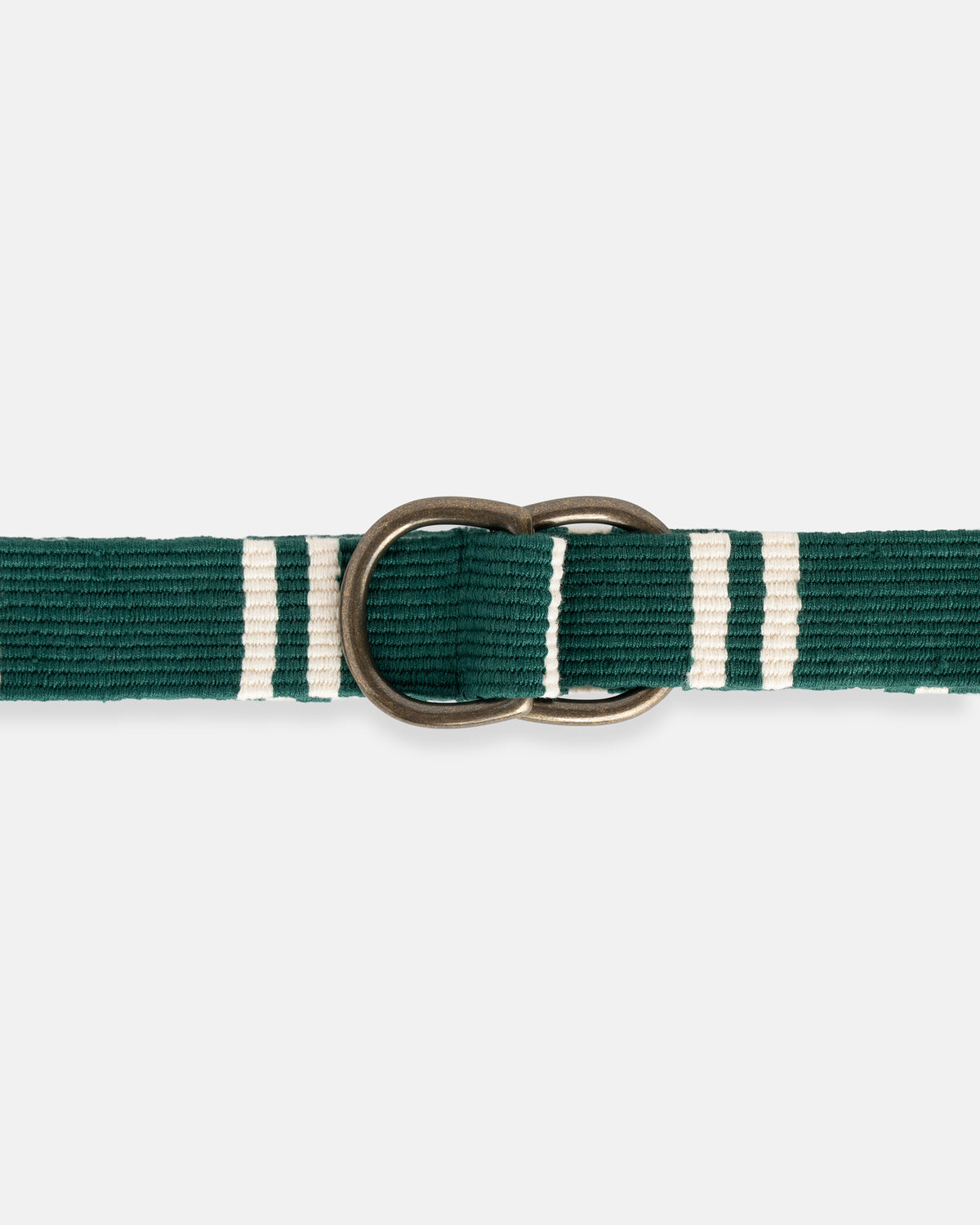 Dark Green with Cream Regimental Stripe D-Ring Belt