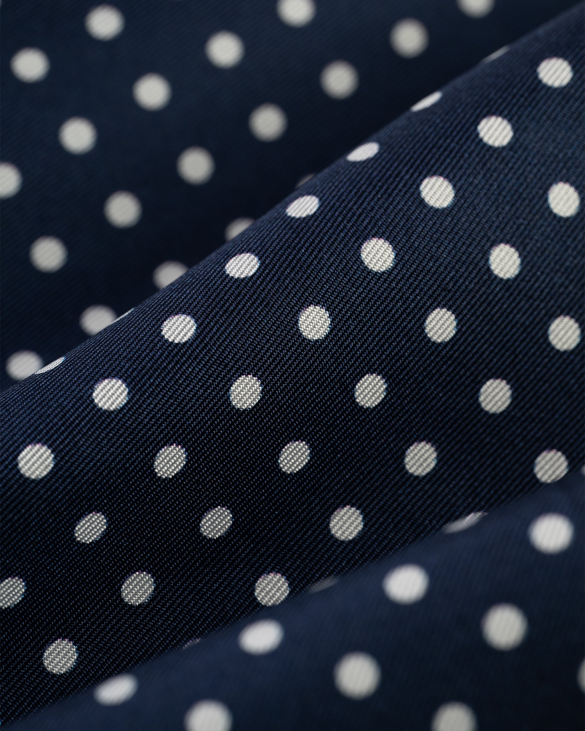 Made-in-Italy Navy & White Polka Dot Silk Pocket Square