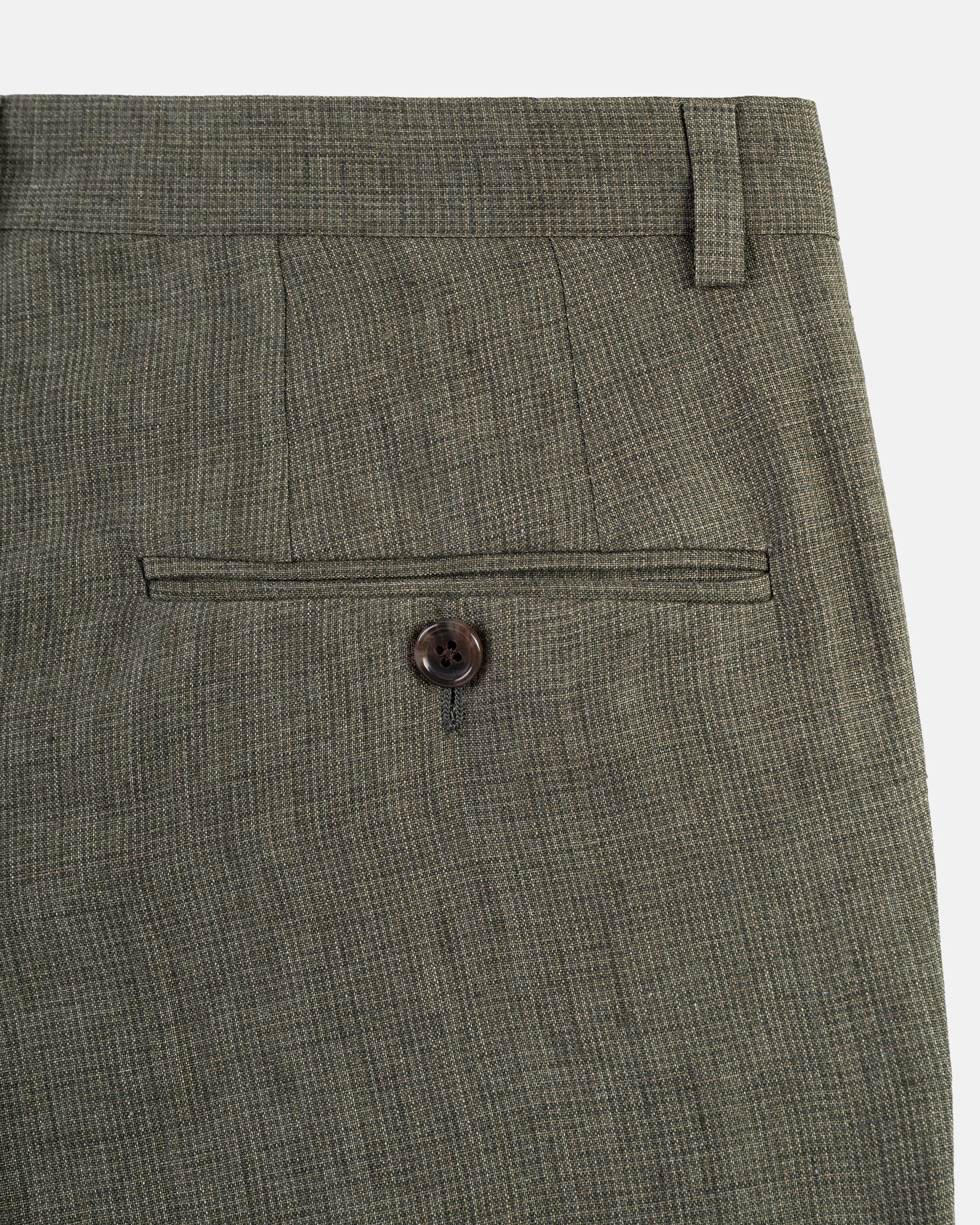 Made-in-USA Olive Mini Houndstooth Linen Trouser