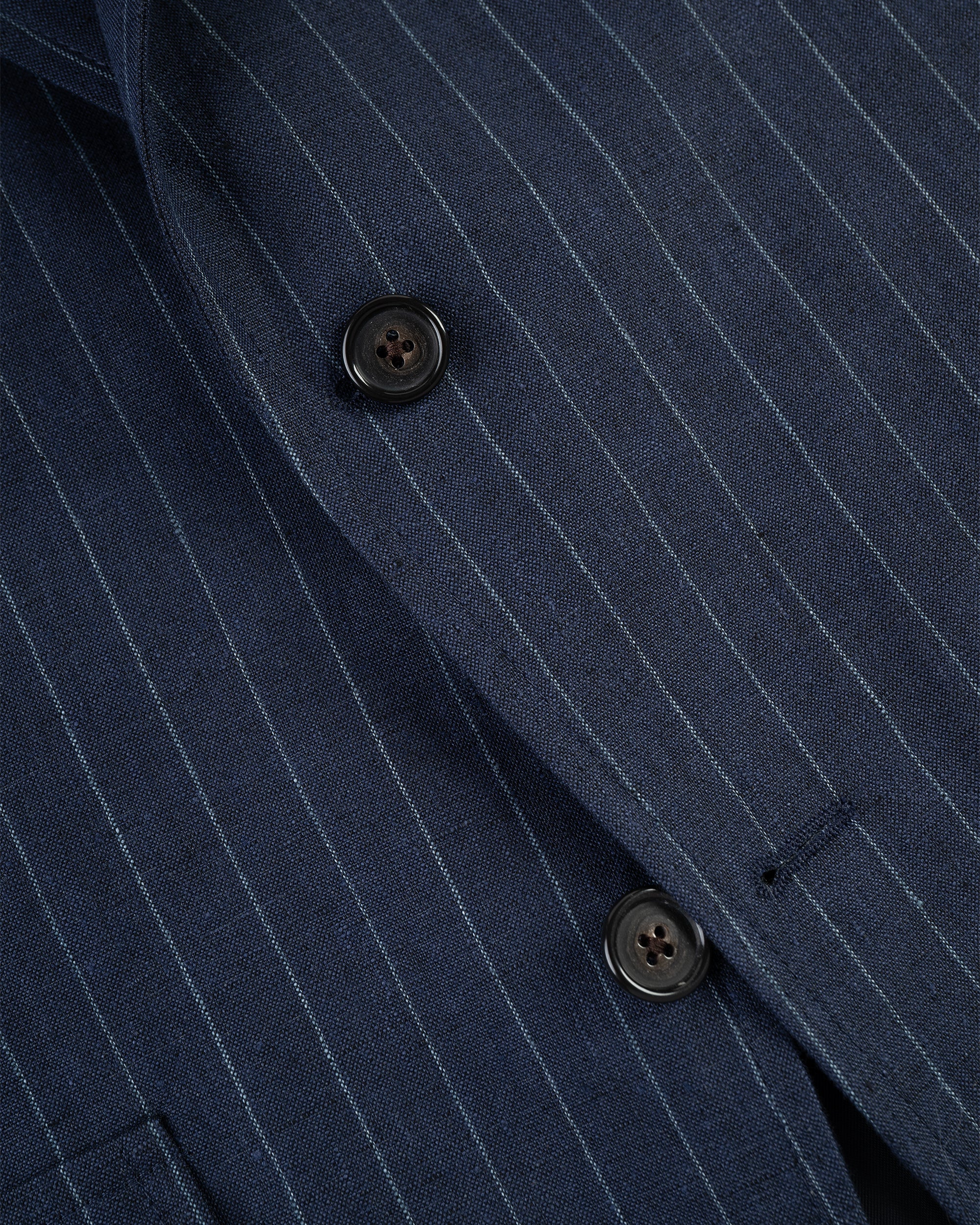 Made-in-USA Navy Chalk Stripe Linen Sport Coat