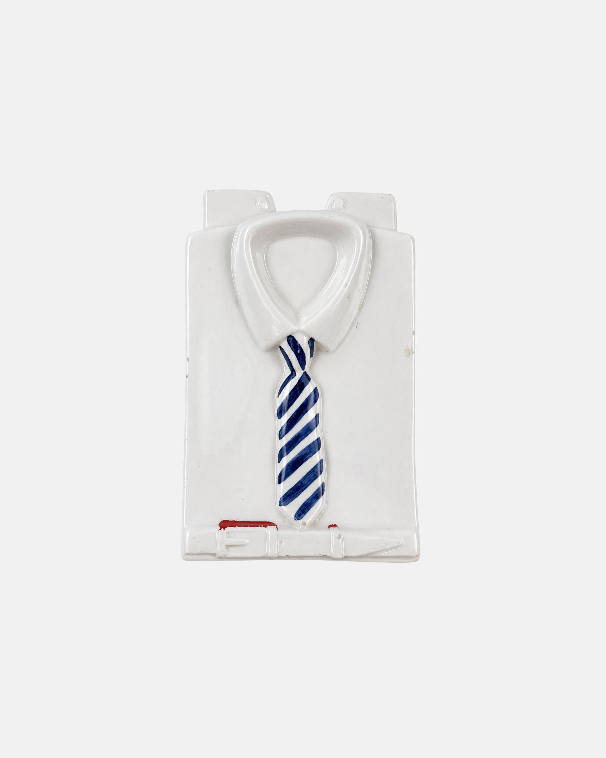 Vintage White Shirt & Tie Ceramic Ashtray Catchall Dish Made in Italy