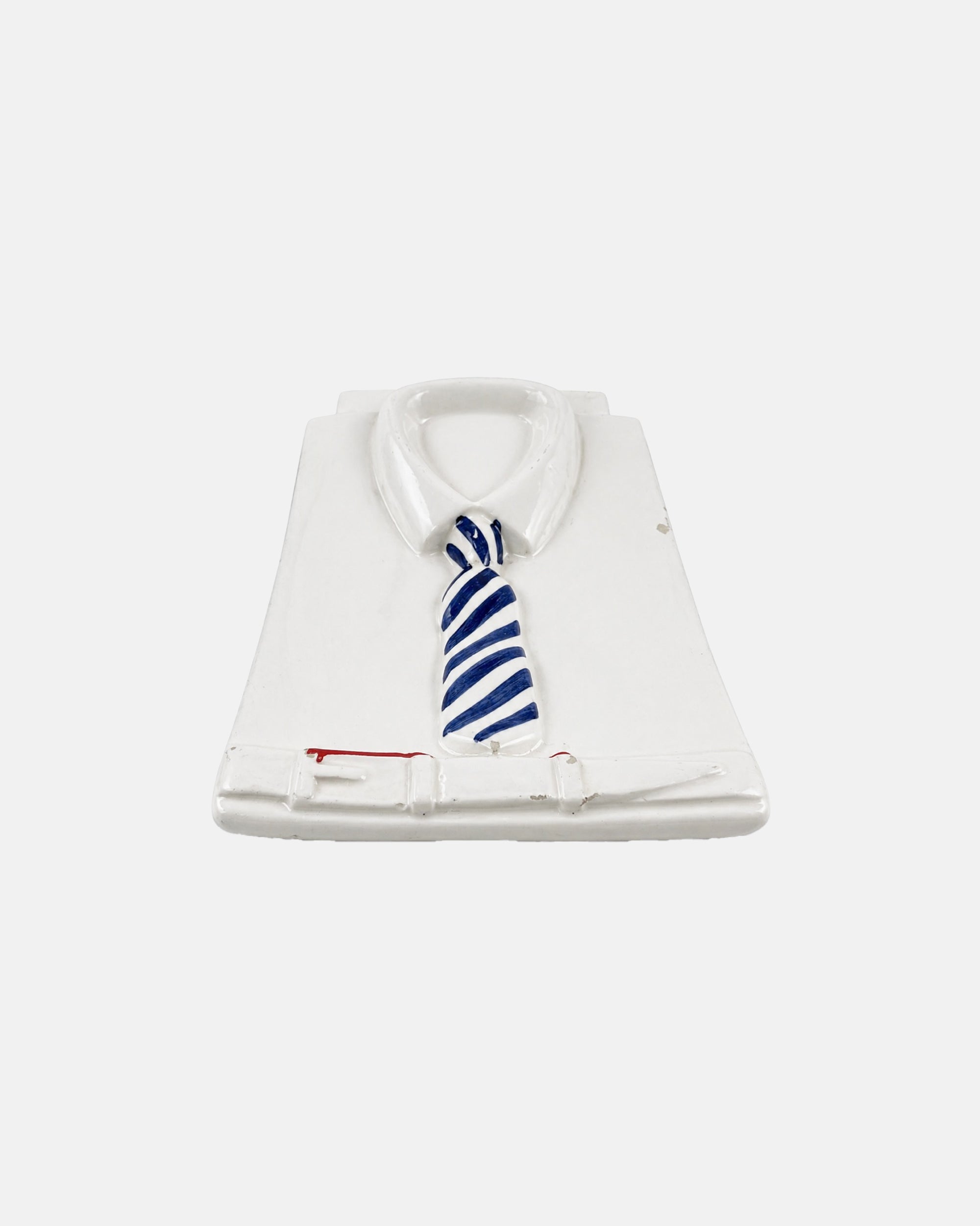 Vintage White Shirt & Tie Ceramic Ashtray Catchall Dish Made in Italy