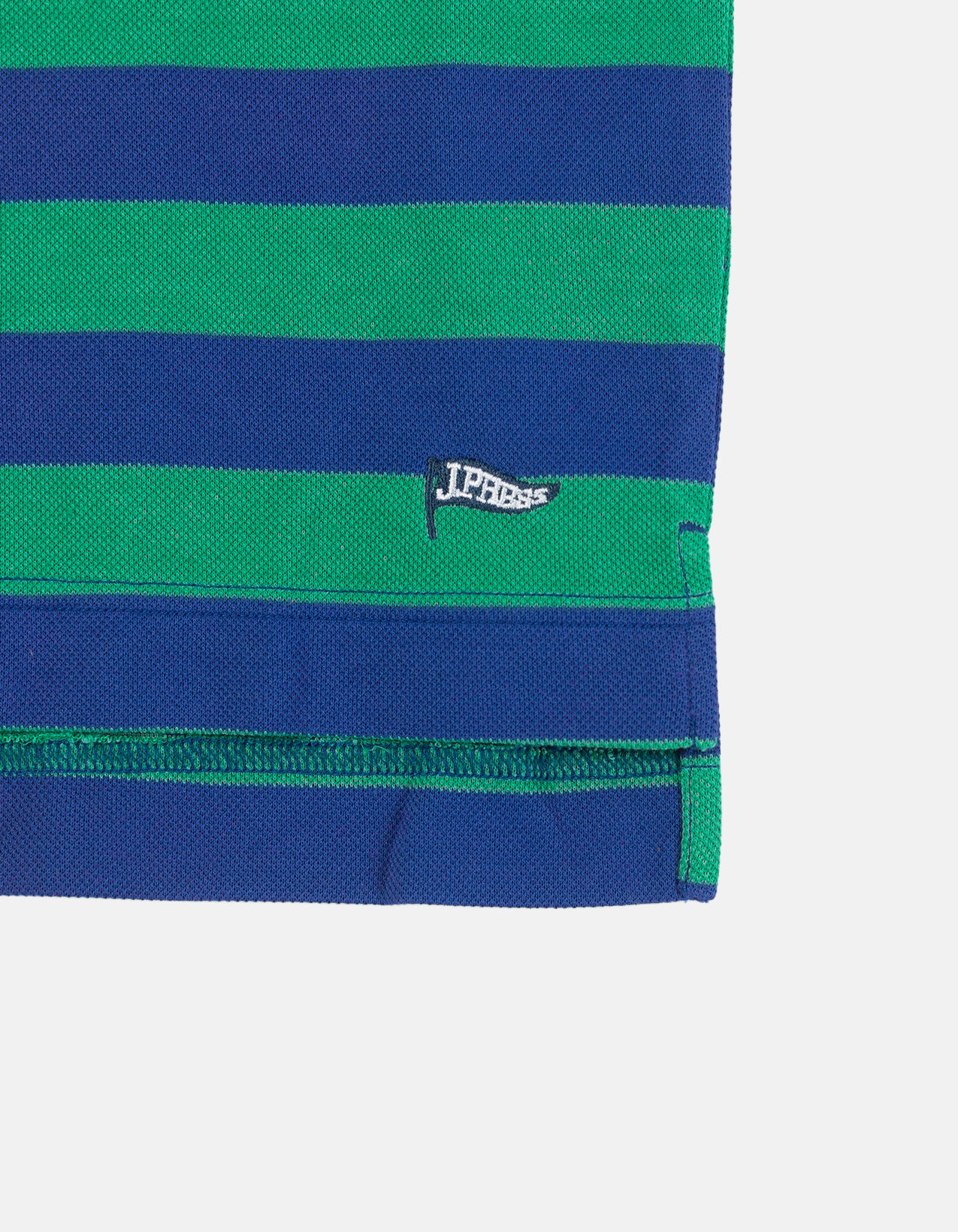 Navy & Green Trim Fit Wide Stripe Polo