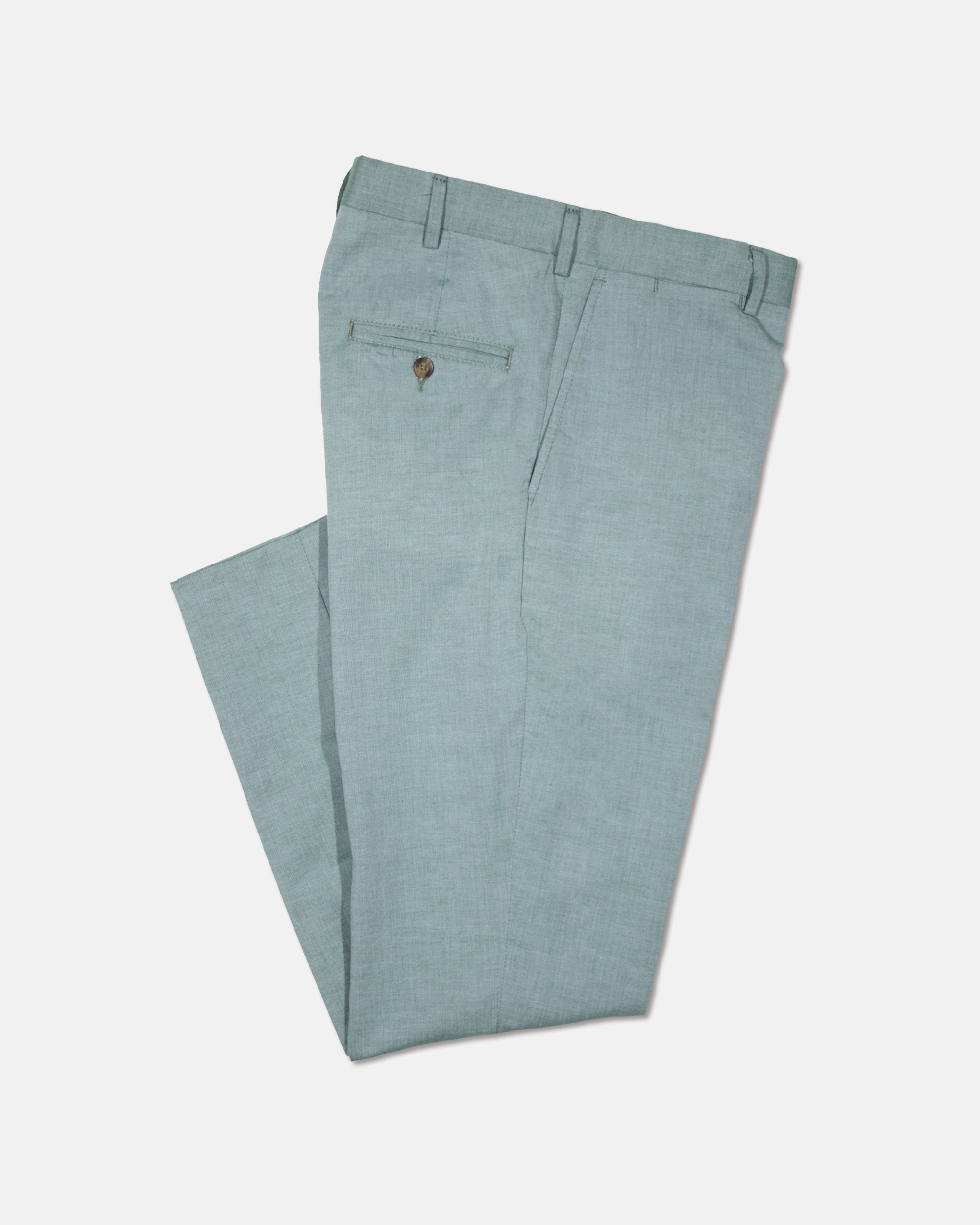Made-in-USA Green Cotton Chambray Trouser
