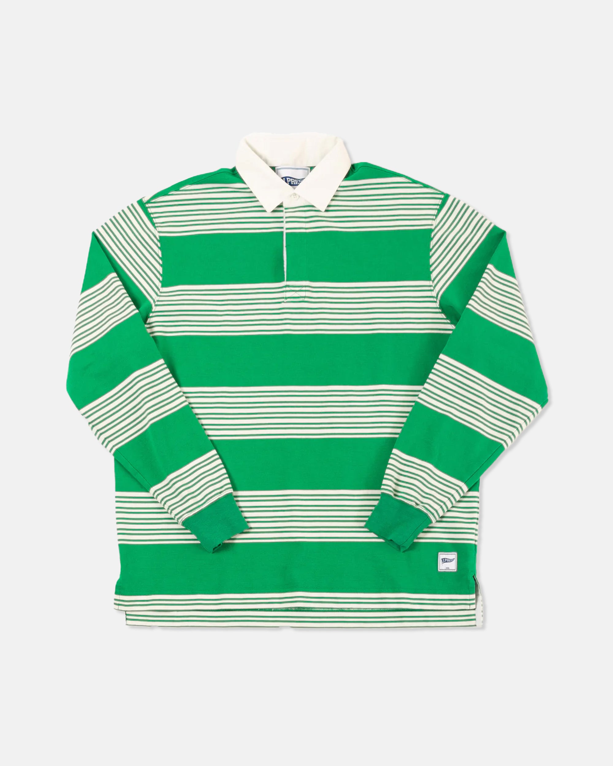Green Triple Stripe Rugby Shirt - Trim Fit