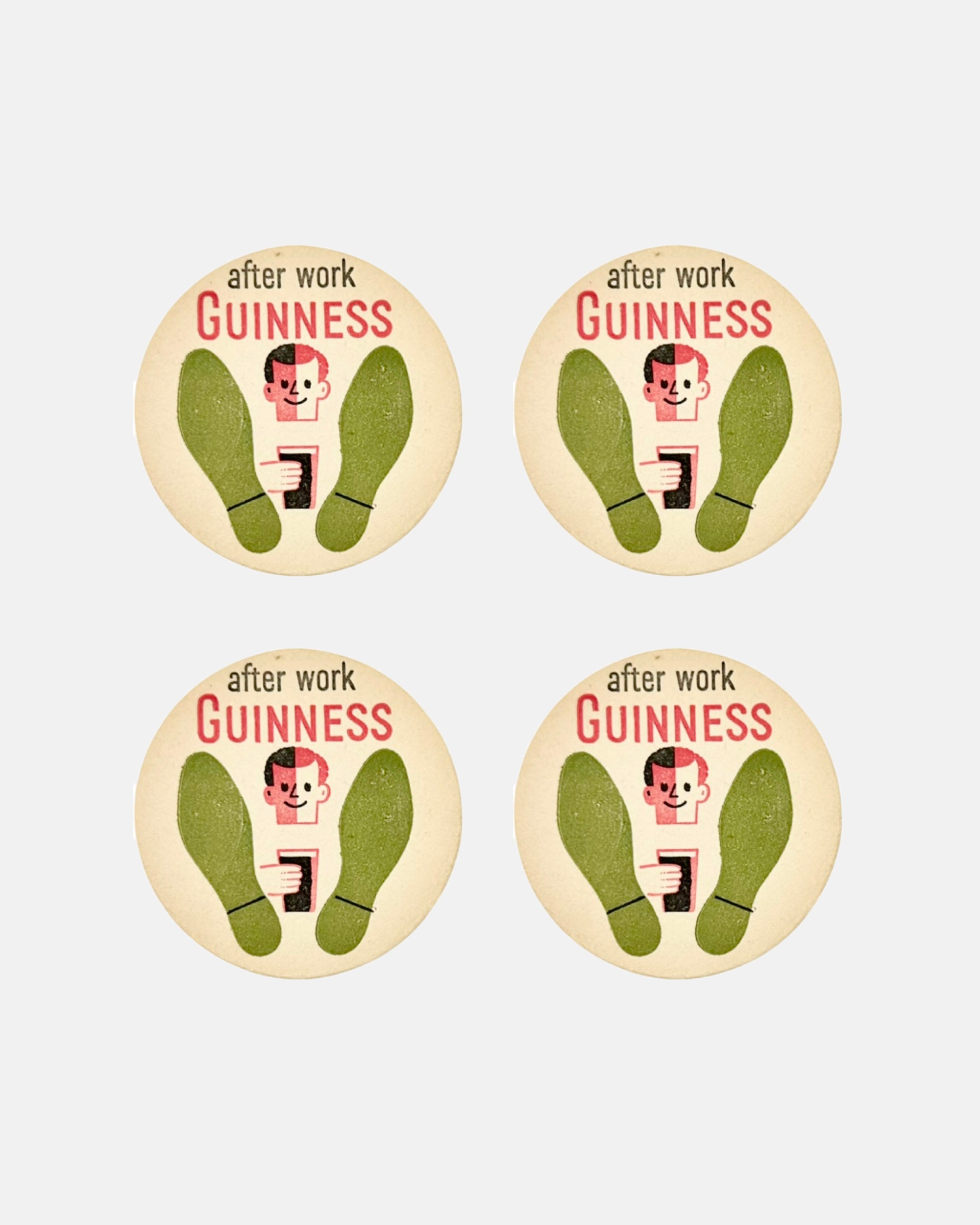 Vintage Set of 4 After Work Guinness Beer Coasters