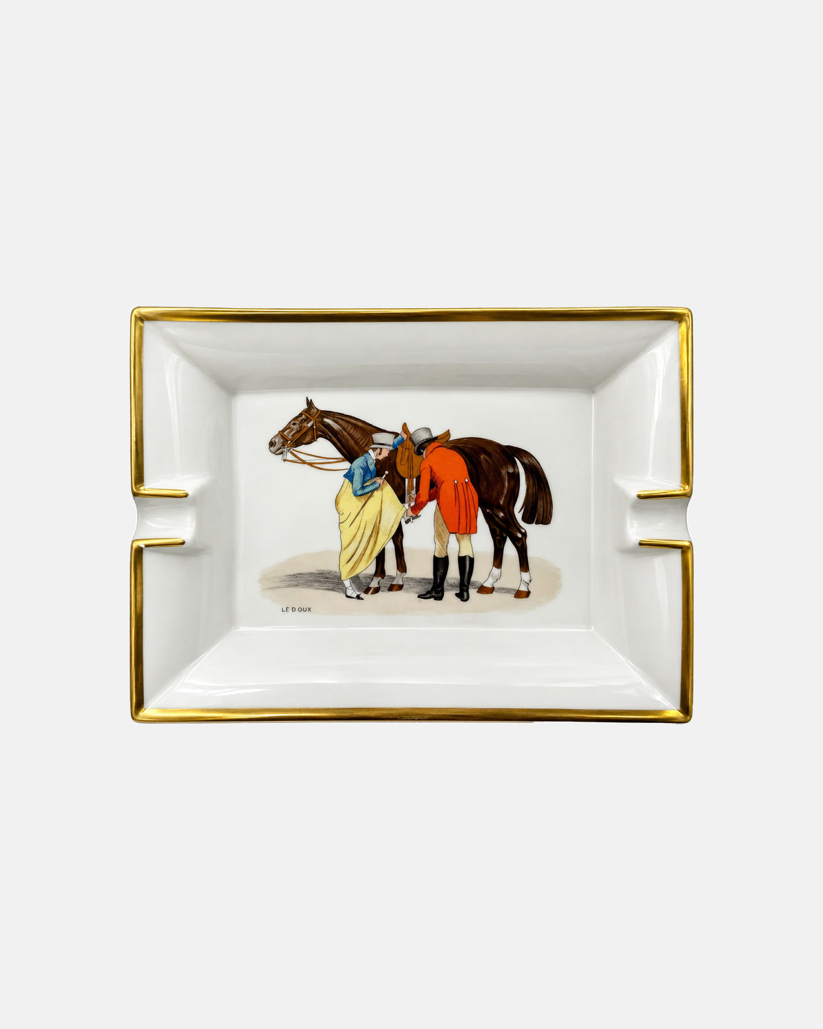 Vintage Hermes Paris Philippe Ledoux Equestrian Porcelain Ashtray Catchall Dish