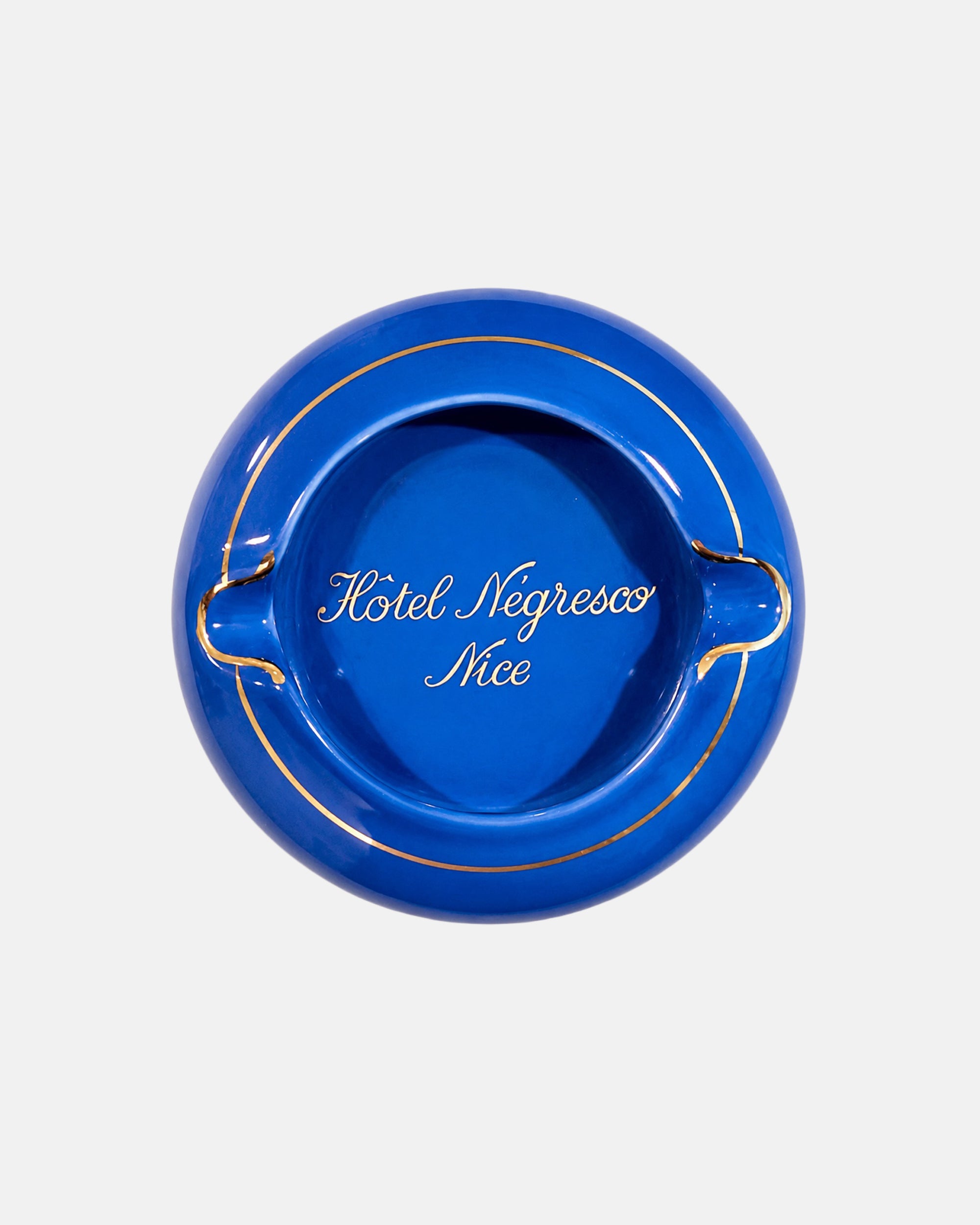 Vintage Hotel Negresco Nice France Blue Ceramic Ashtray