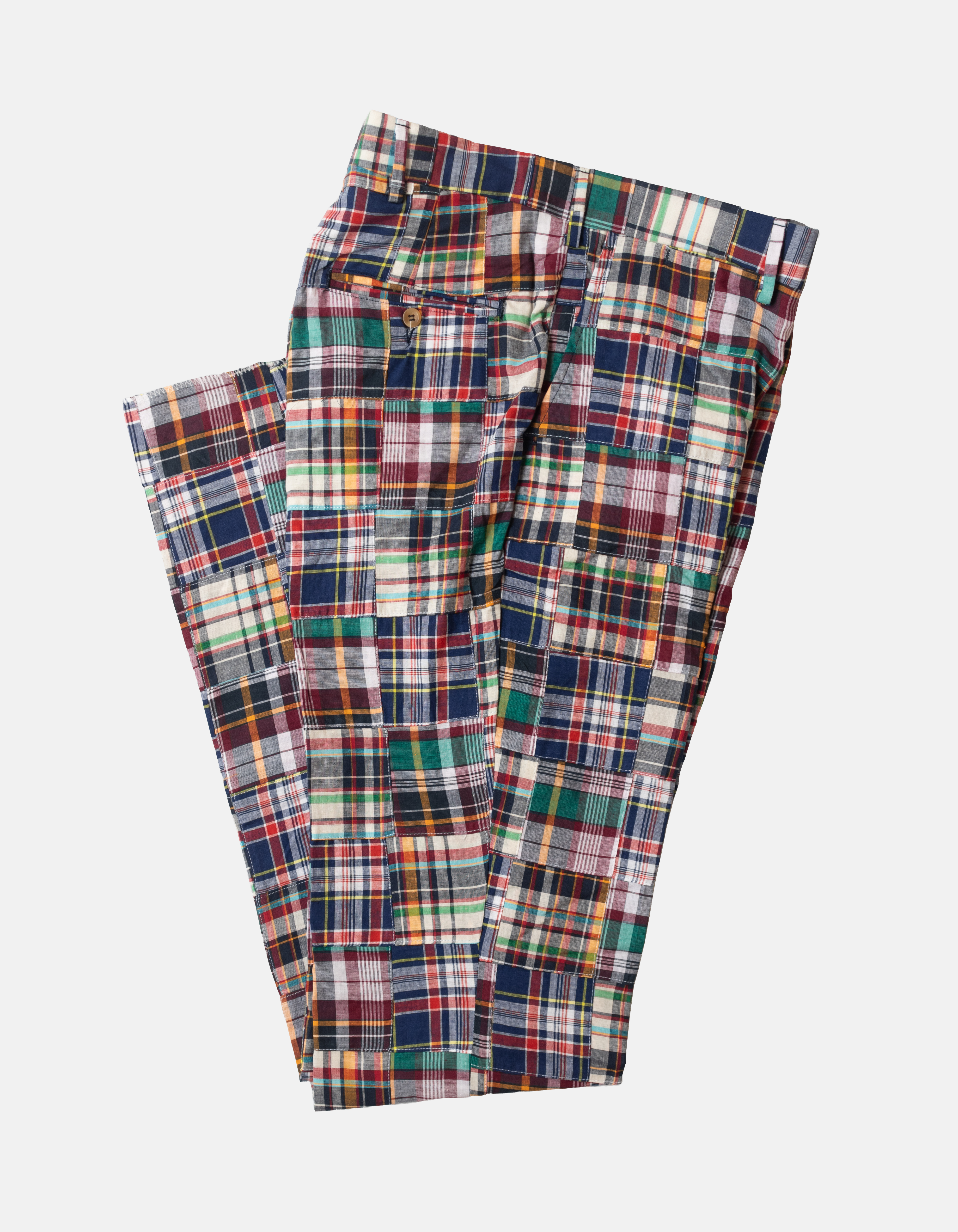Made-in-USA Red, Navy & Gold Patchwork Madras Trouser