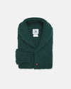 Made-in-Scotland Green Shawl Collar Cable Knit Cardigan