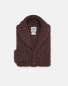 Made-in-Scotland Brown Shawl Collar Cable Knit Cardigan
