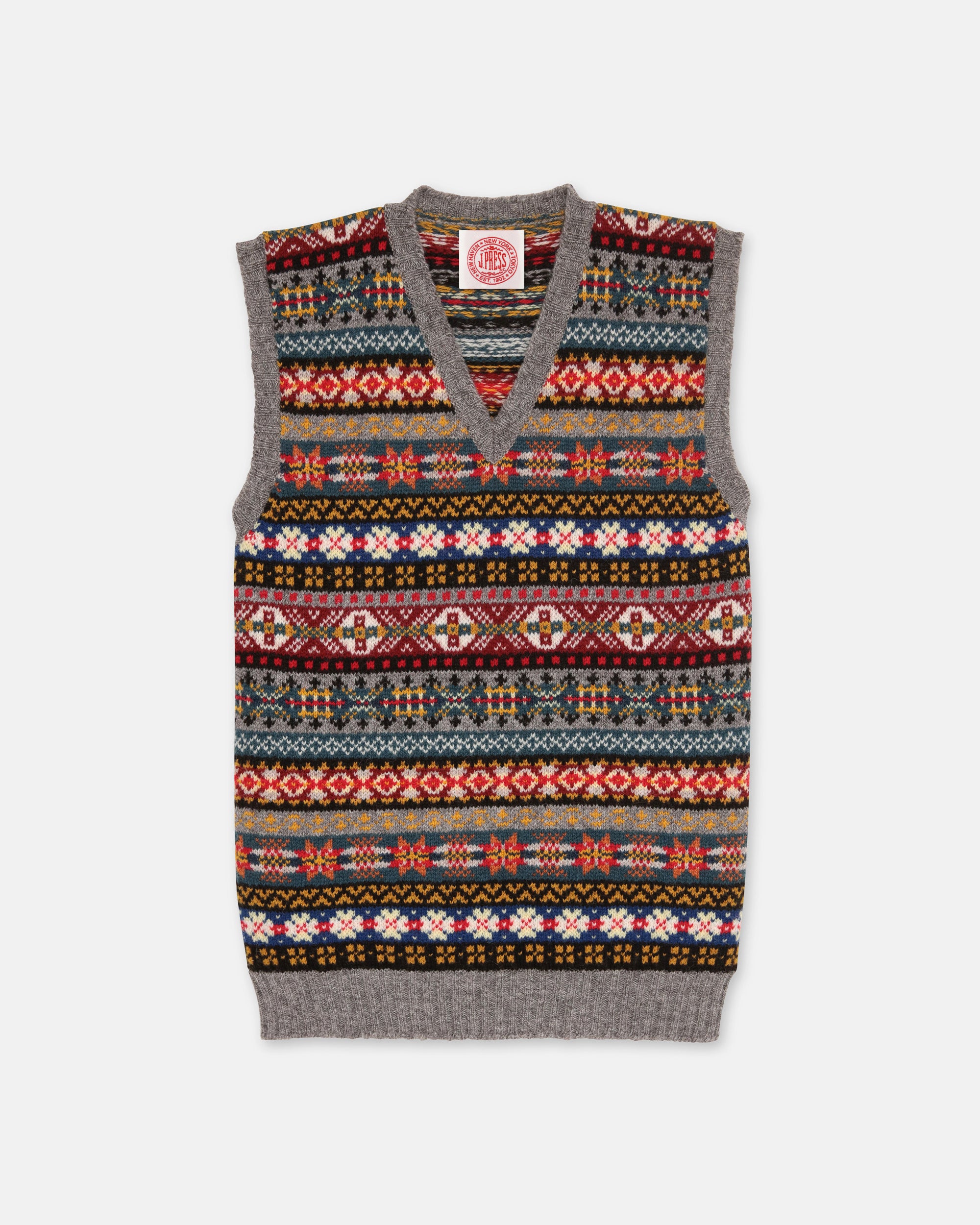 Made-in-Scotland Grey Fair Isle Sweater Vest