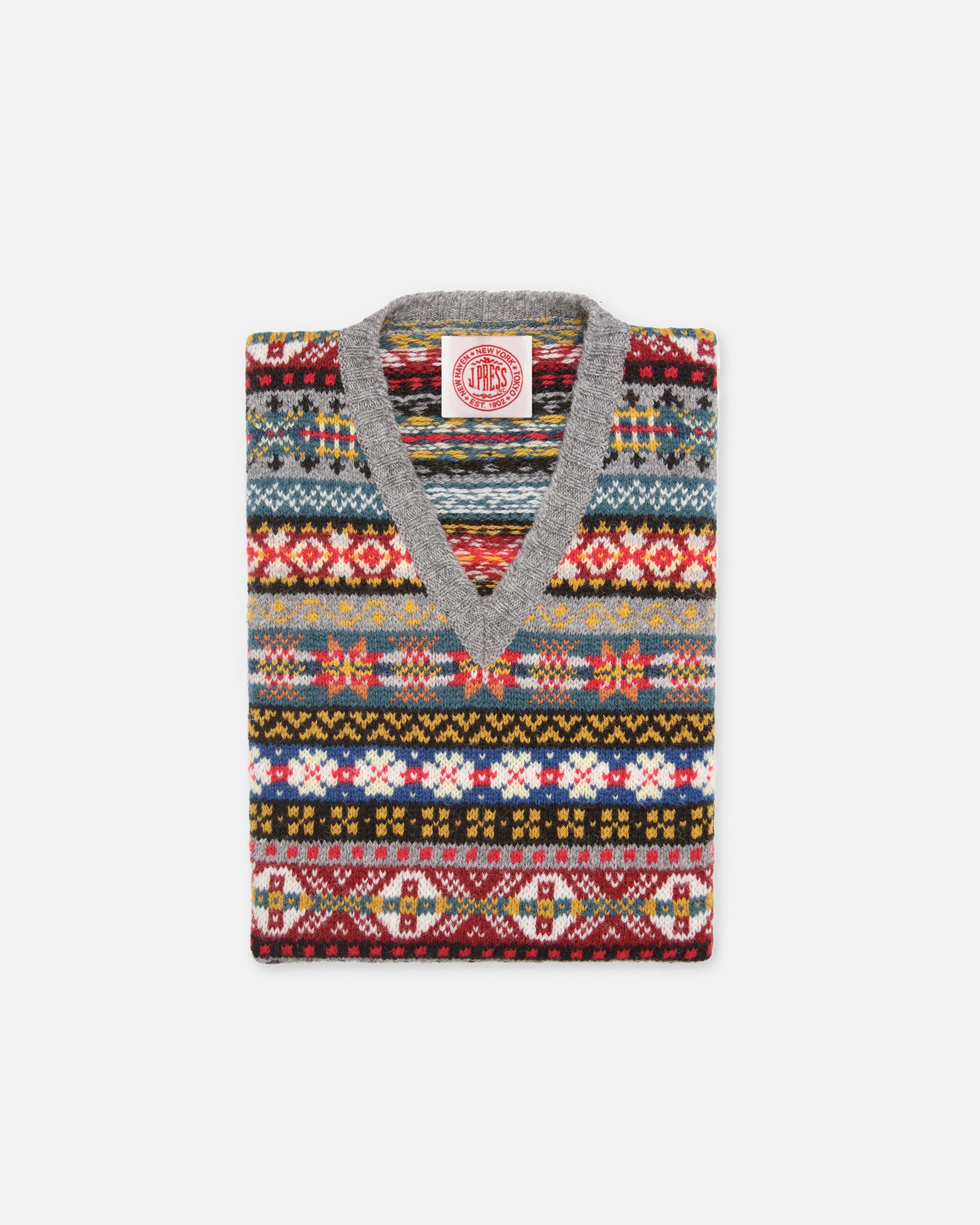 Made-in-Scotland Grey Fair Isle Sweater Vest