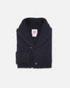 Made-in-Scotland Navy Shawl Collar Cable Knit Cardigan