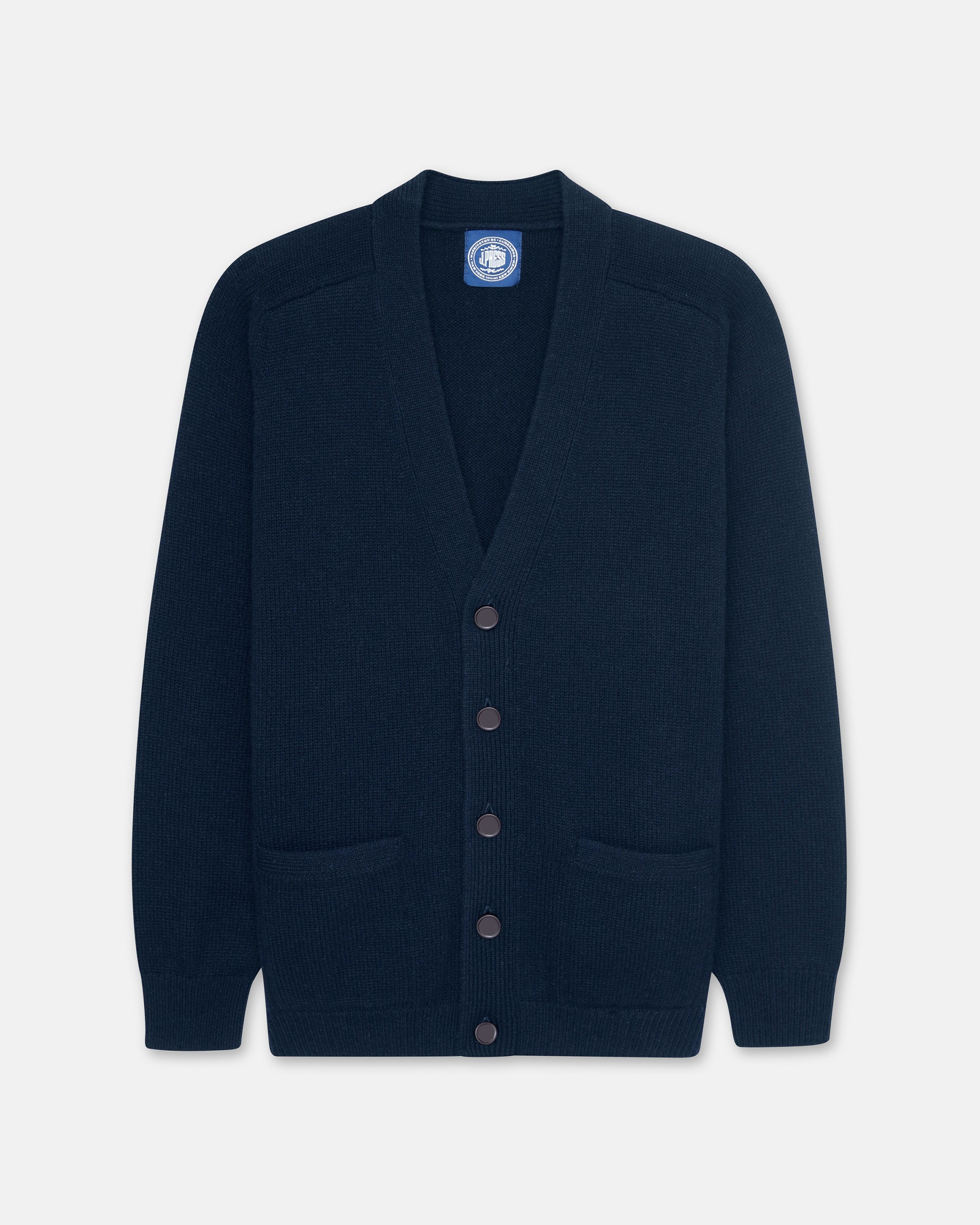 Navy Lambswool Cardigan Sweater