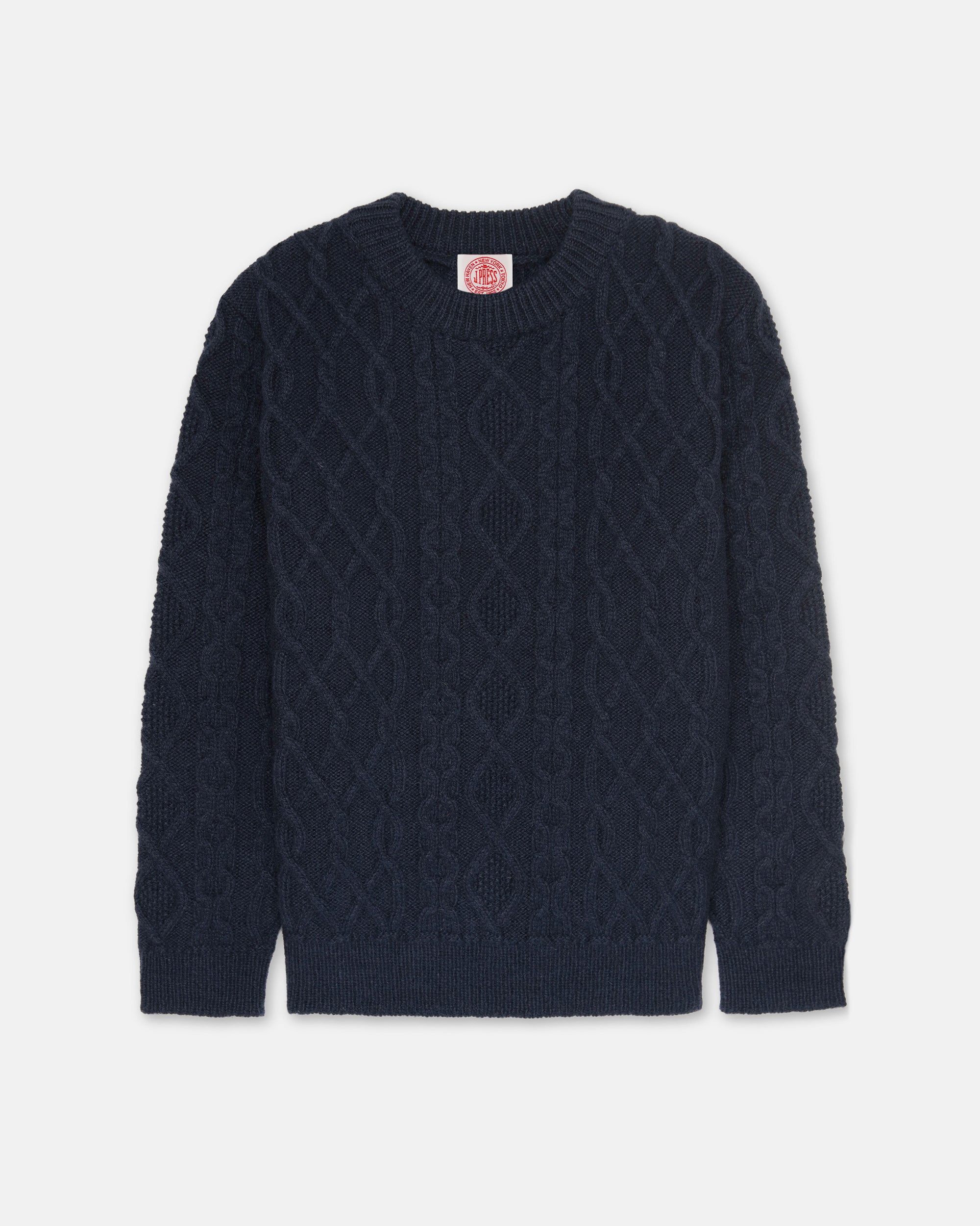 Made-in-Norway Navy Aran Knit Sweater - Classic Fit