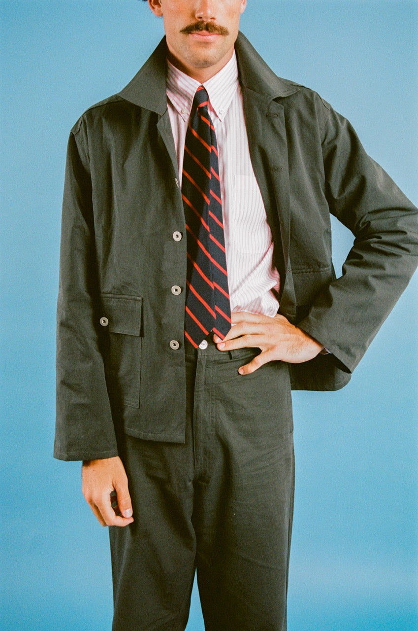 Vito's Charcoal Navy Cotton/Linen Short Jacket