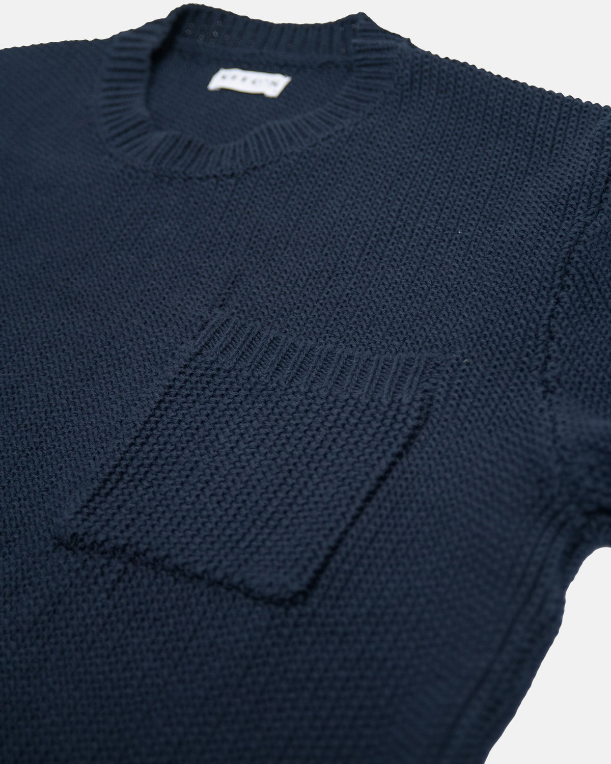 Vito's Navy Crewneck Cotton Pocket Sweater