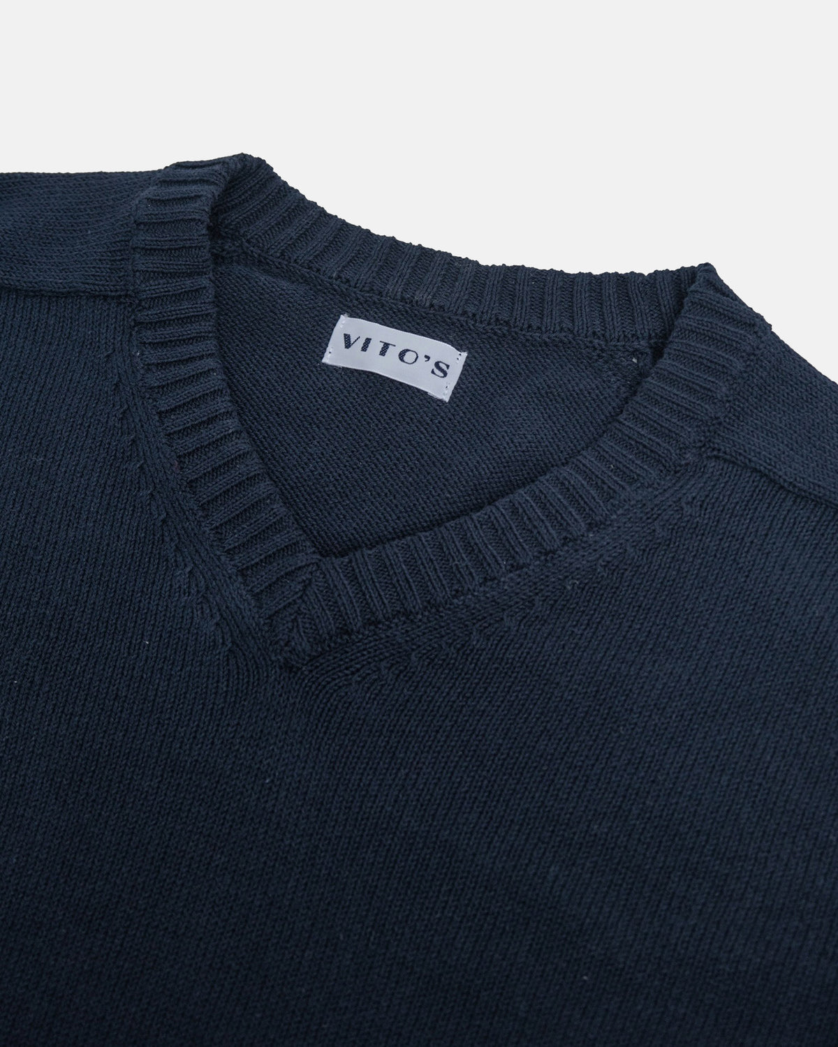 Vito's Navy V-Neck Cotton Sweater